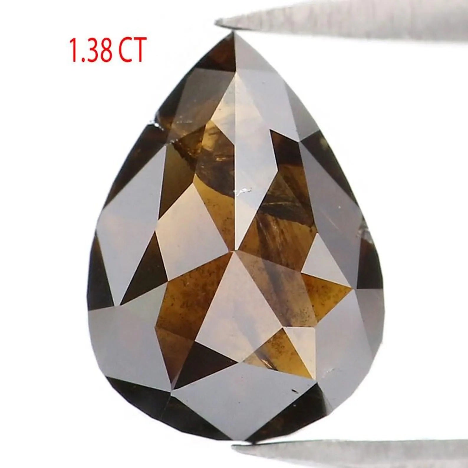 1.38 CT Natural Loose Pear Shape Diamond Brown Color Pear Cut Diamond 8.55 MM Natural Loose Diamond Brown Color Pear Rose Cut Diamond NQ9189