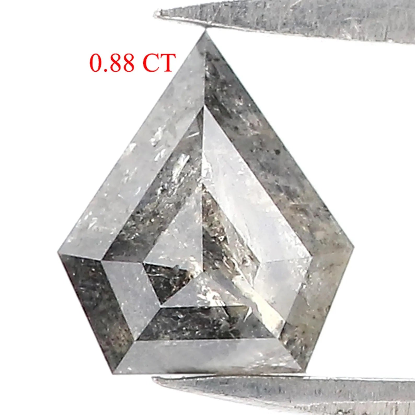 0.88 CT Natural Loose Shield Shape Diamond Salt And Pepper Shield Diamond 7.20 MM Natural Black Grey Color Shield Rose Cut Diamond QN9205