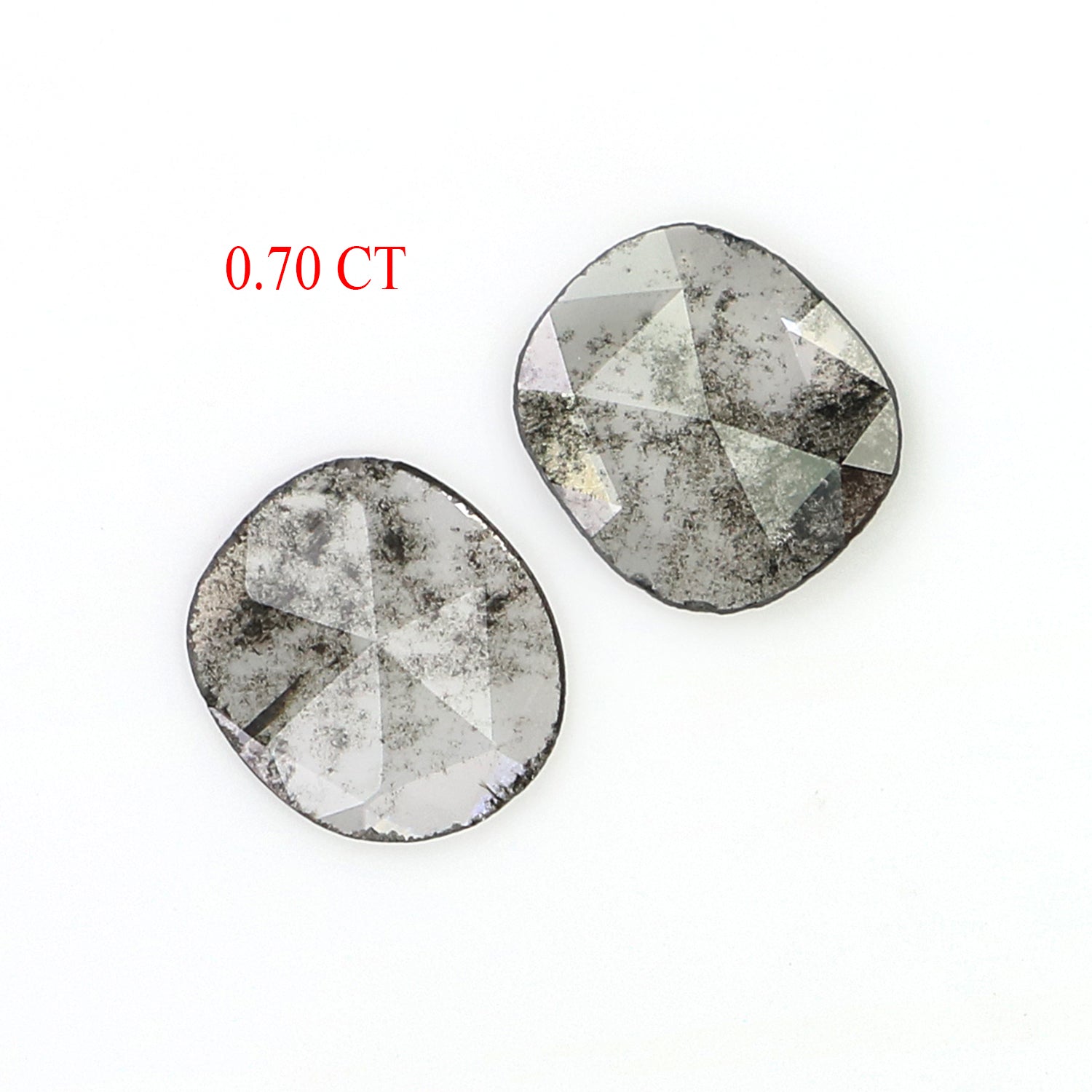 0.70 CT Natural Loose Slice Shape Diamond Salt And Pepper Slice Uncut Diamond 7.35 MM Natural Black Grey Color Slice Rose Cut Diamond N2643