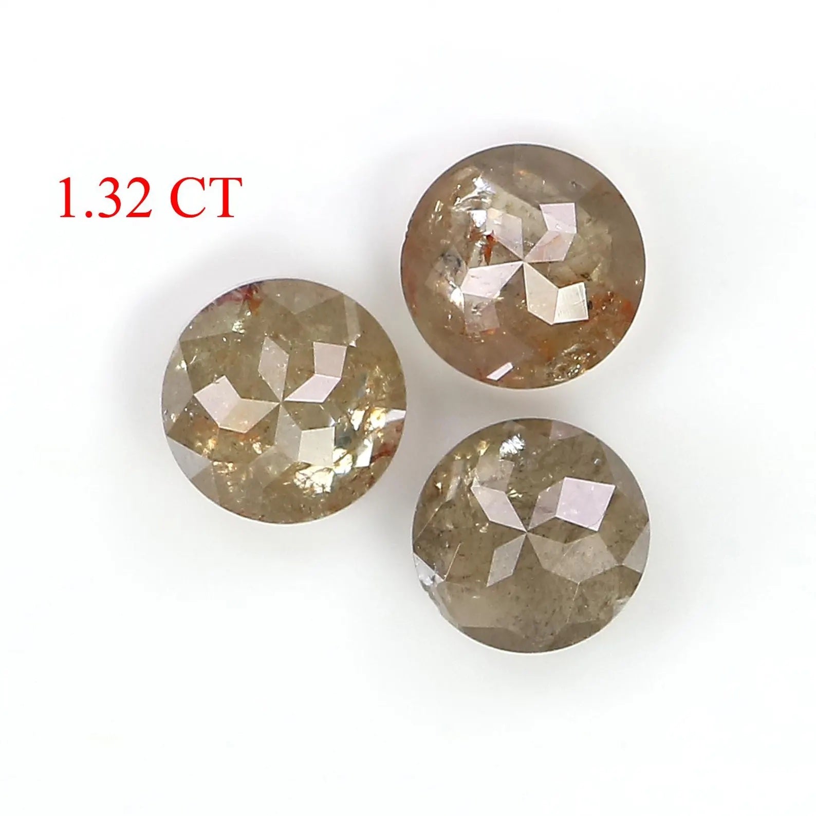 1.32 CT Natural Loose Round Shape Diamond Grey Color Round Diamond 4.50 MM Natural Loose Diamond Brown Color Round Rose Cut Diamond NQ459