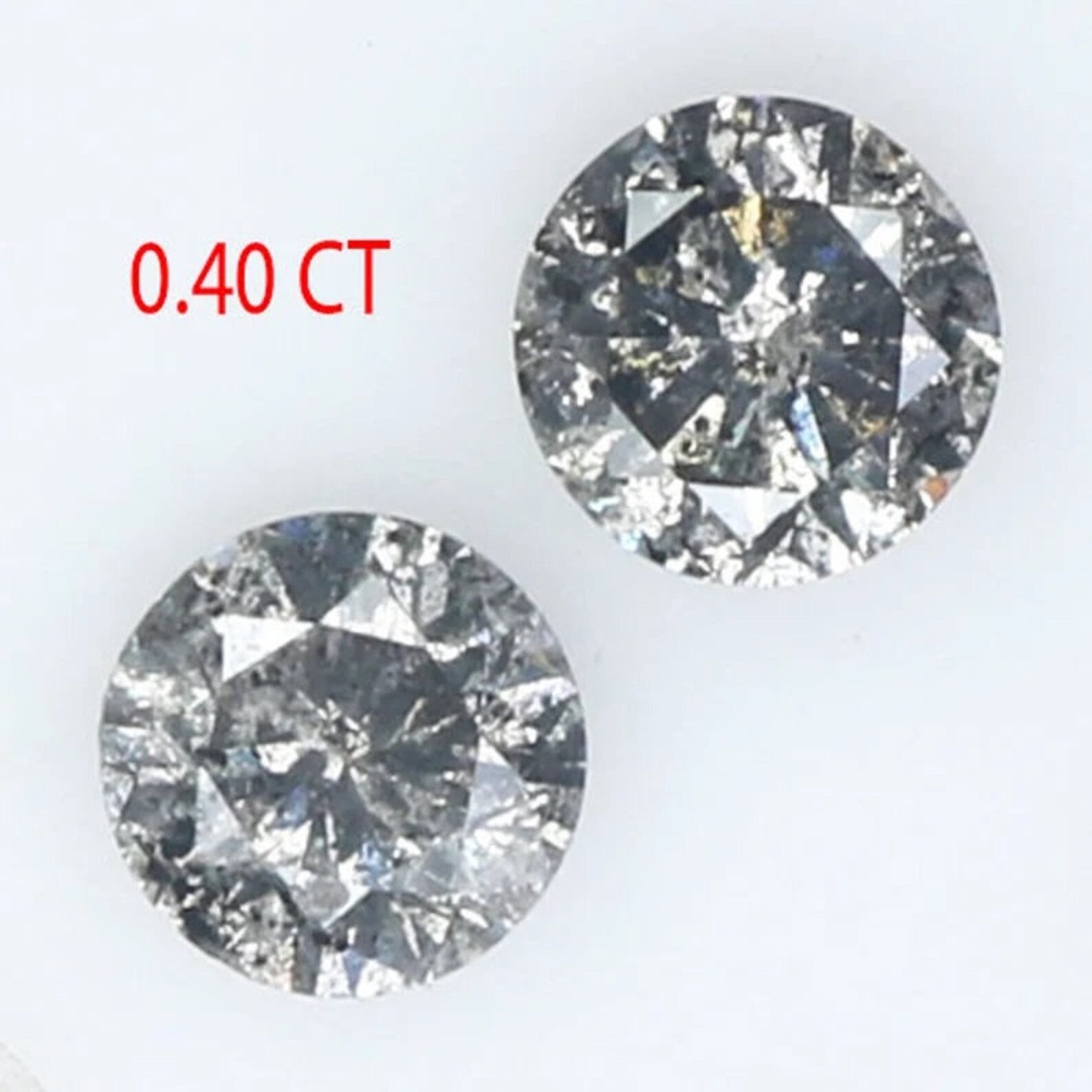 0.40 CT Natural Loose Round Shape Pair Diamond Salt And Pepper Round Cut Diamond 3.70 MM Black Gray Color Round Brilliant Cut Diamond QN301
