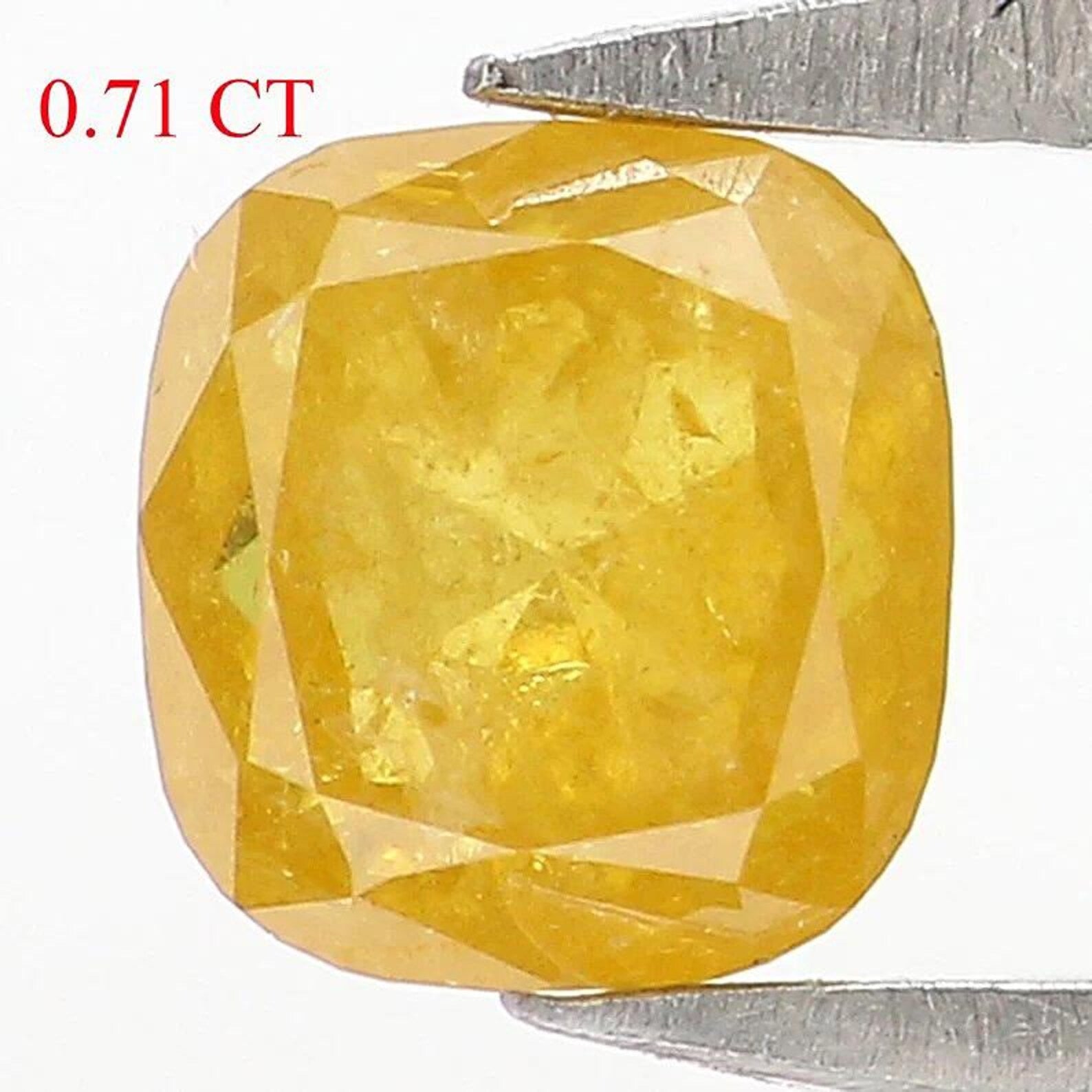 0.71 CT Natural Loose Cushion Shape Diamond Yellow Color Cushion Diamond 4.90 MM Natural Loose Yellow Color Cushion Rose Cut Diamond NQ2358