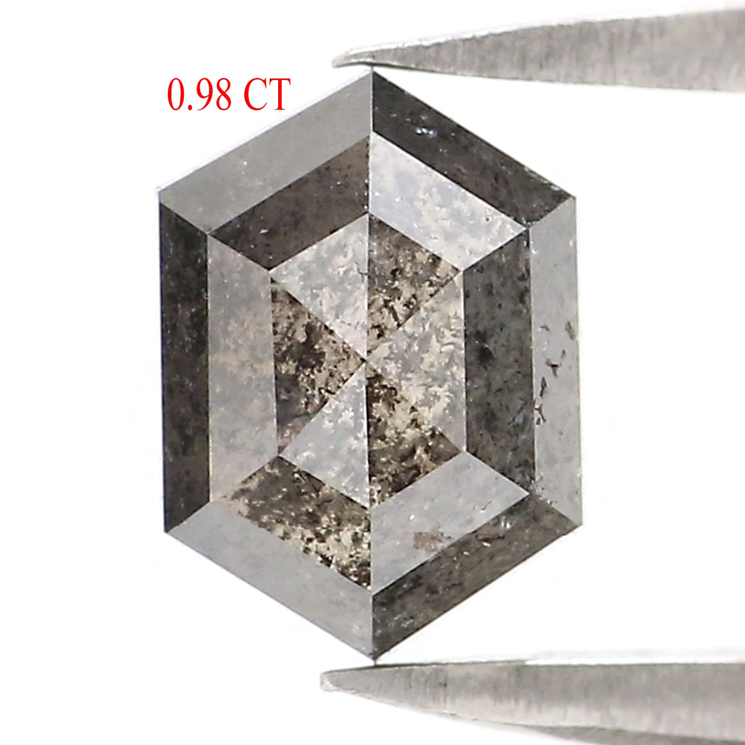 0.98 CT Natural Loose Hexagon Cut Diamond Salt And Pepper Hexagon Diamond 6.85 MM Natural Loose Black Grey Color Hexagon Cut Diamond QL2943