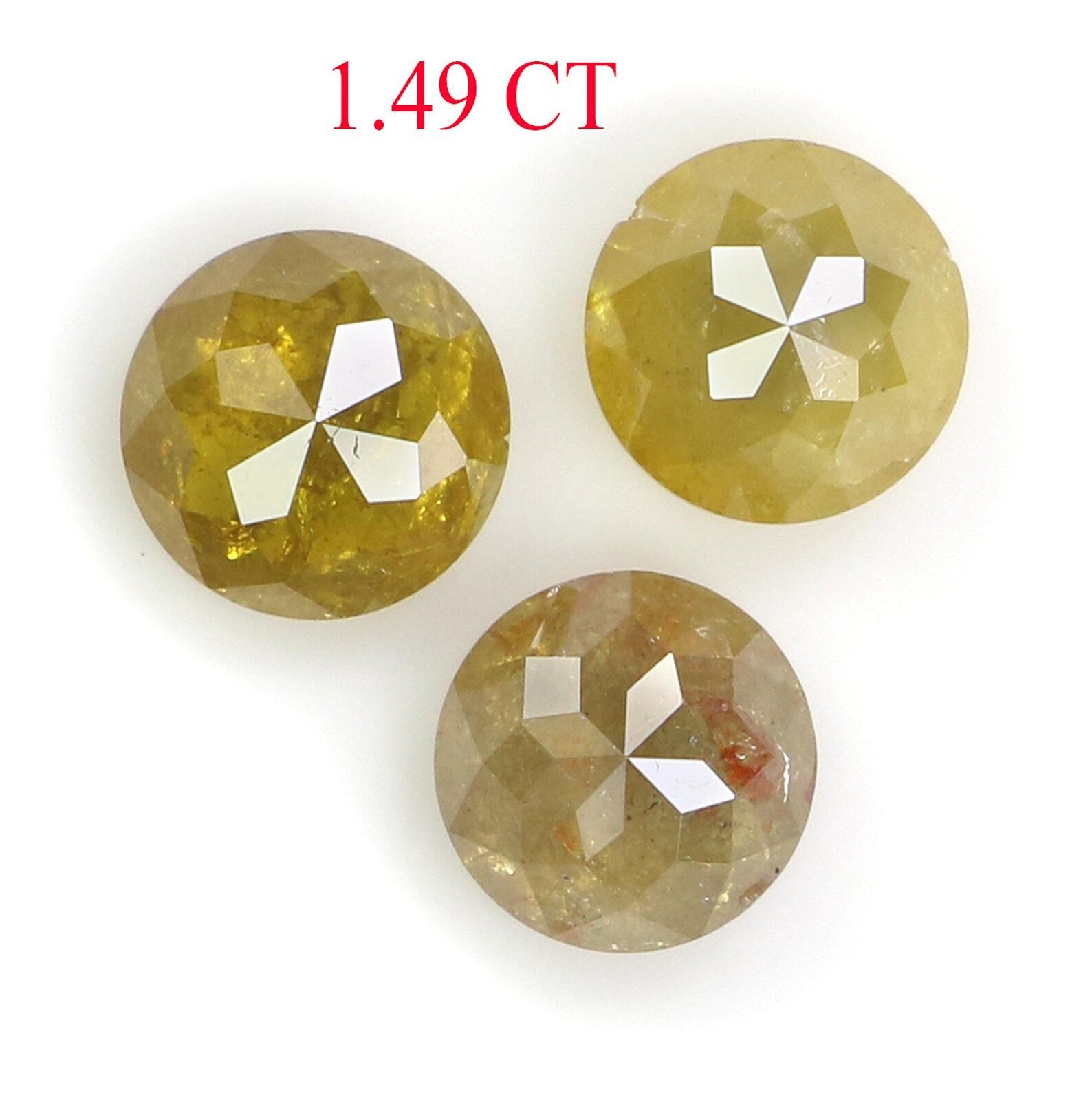 1.49 CT Natural Loose Round Shape Diamond Yellow Color Round Diamond 4.70 MM Natural Loose Diamond Brown Color Round Rose Cut Diamond NQ380