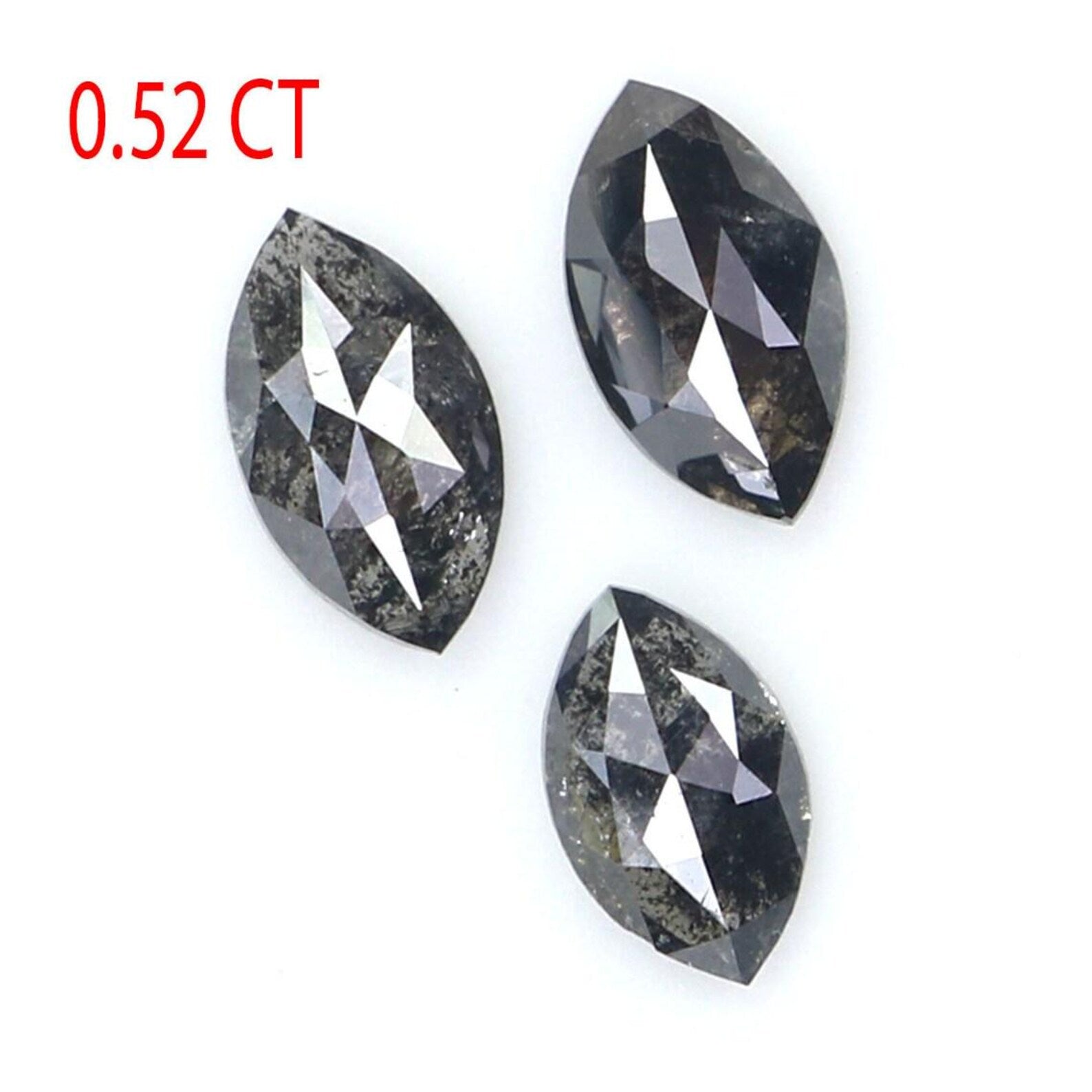 0.52 CT Natural Loose Marquise Shape Diamond Salt And Pepper Marquise Diamond 4.75 MM Black Gray Color Marquise Rose Cut Diamond NQ2109