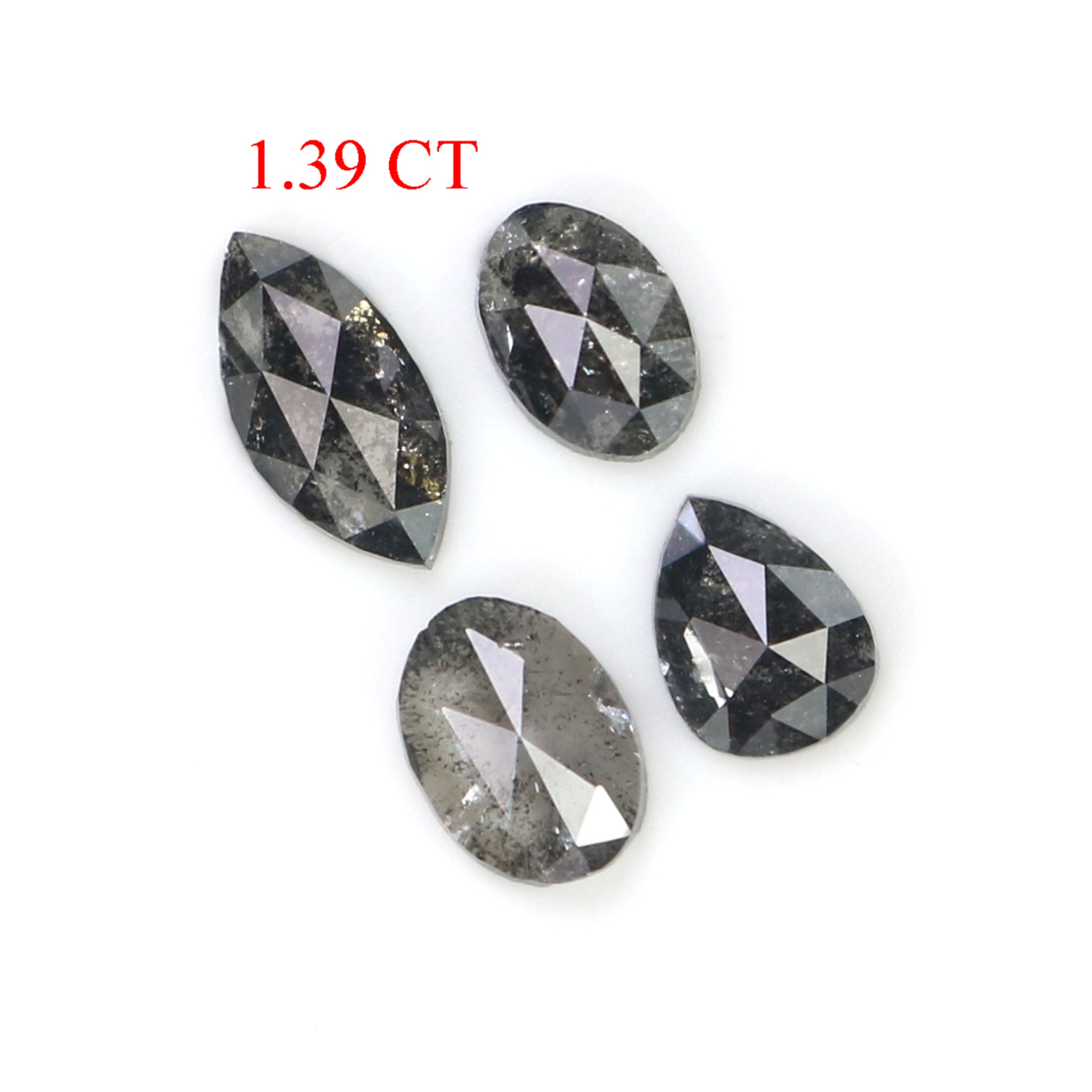 1.39 Ct Natural Loose Mix Shape Diamond Salt And Pepper Mix Shape Diamond 5.10 MM Natural Black Grey Color Mix Shape Rose Cut Diamond N8513