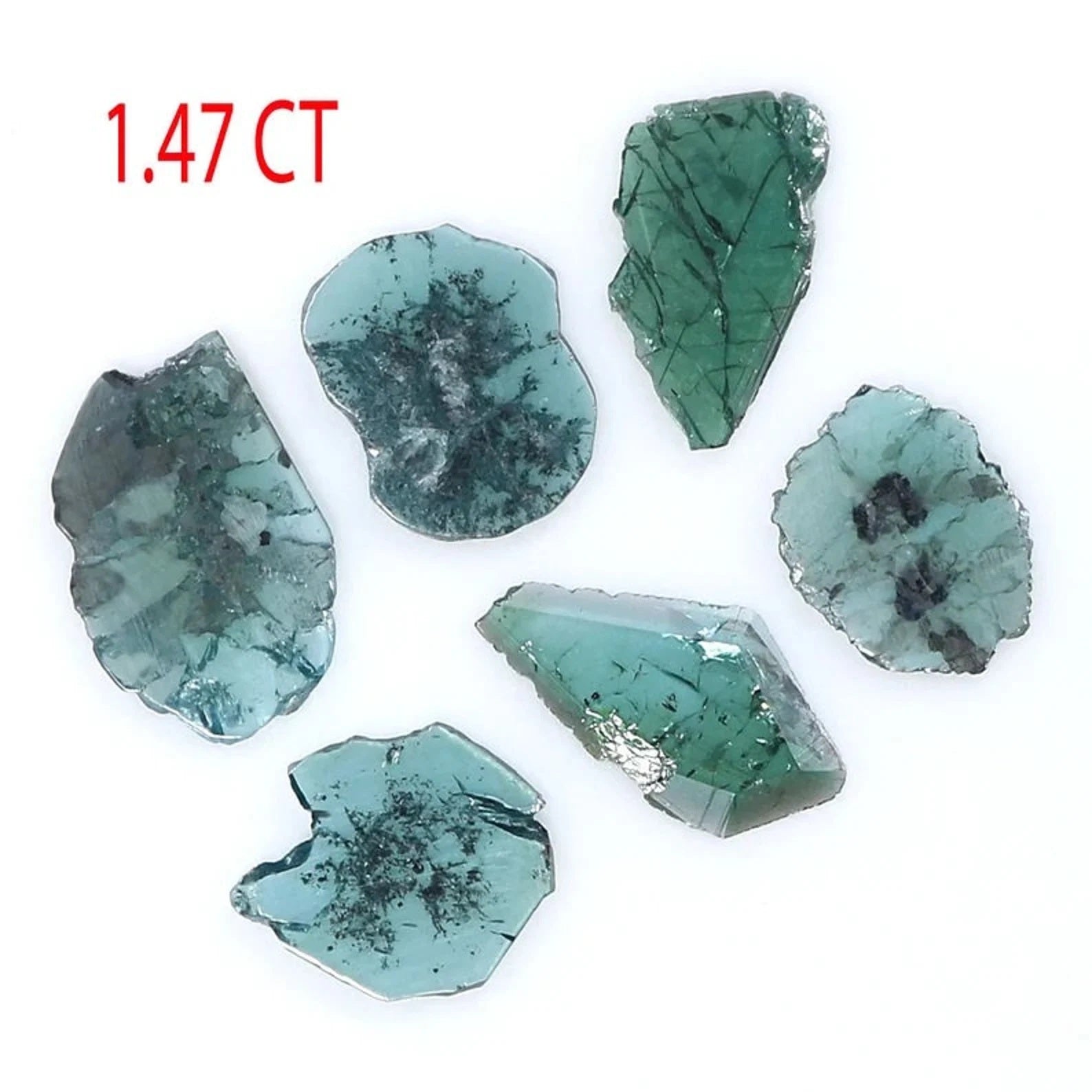 1.47 CT Natural Loose Slice Shape Diamond Blue Color Irregular Cut Diamond 8.00 MM Natural Loose Diamond Blue Color Slice Cut Diamond NQ370