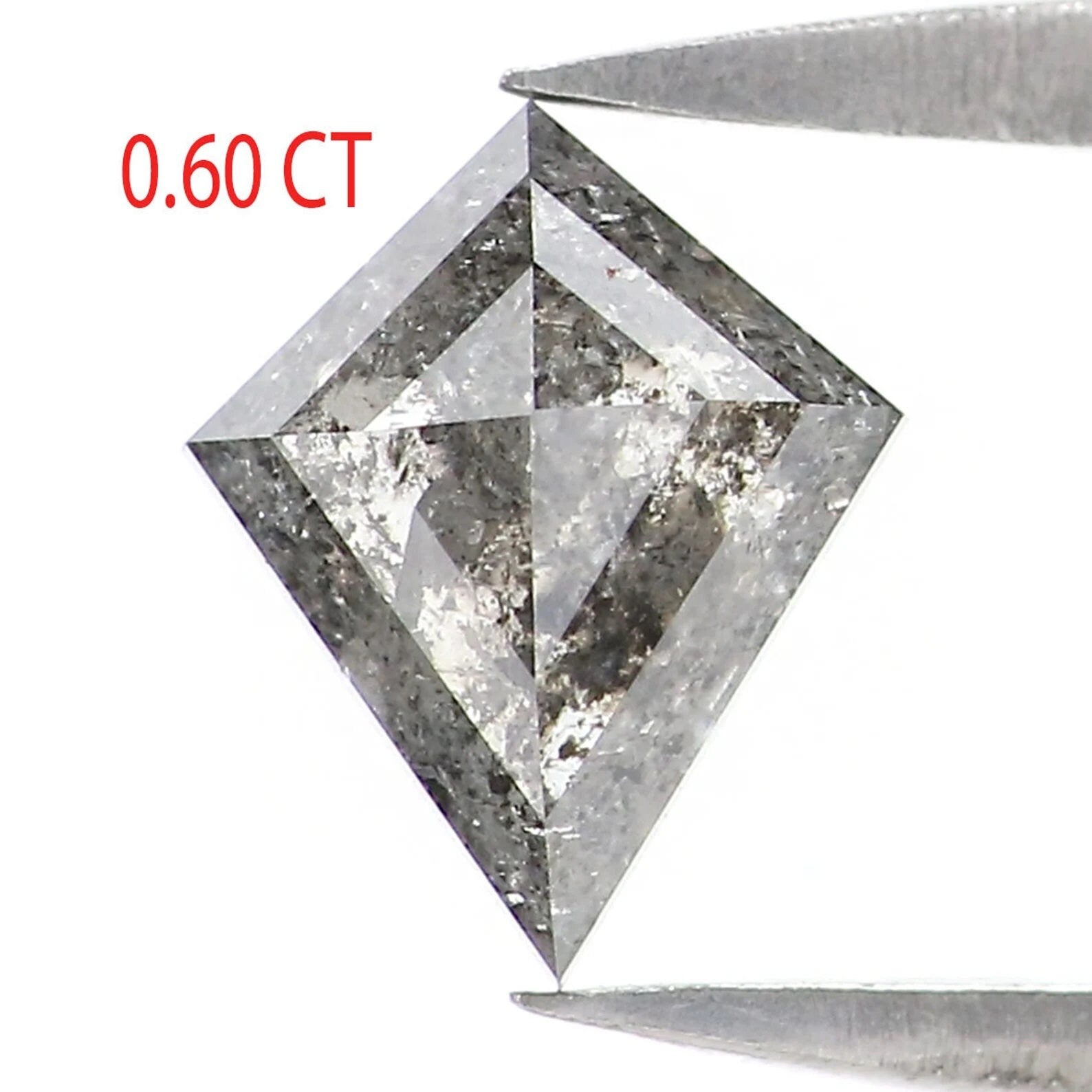 0.60 CT Natural Loose Kite Shape Diamond Salt And Pepper Kite Diamond 7.20 MM Natural Loose Black Grey Color Kite Rose Cut Diamond QN2095