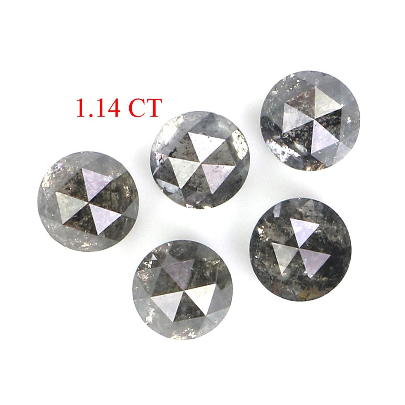 1.14 Ct Natural Loose Round Rose Cut Diamond Salt And Pepper Round Diamond 3.30 MM Natural Black Grey Color Round Rose Cut Diamond NQ2314