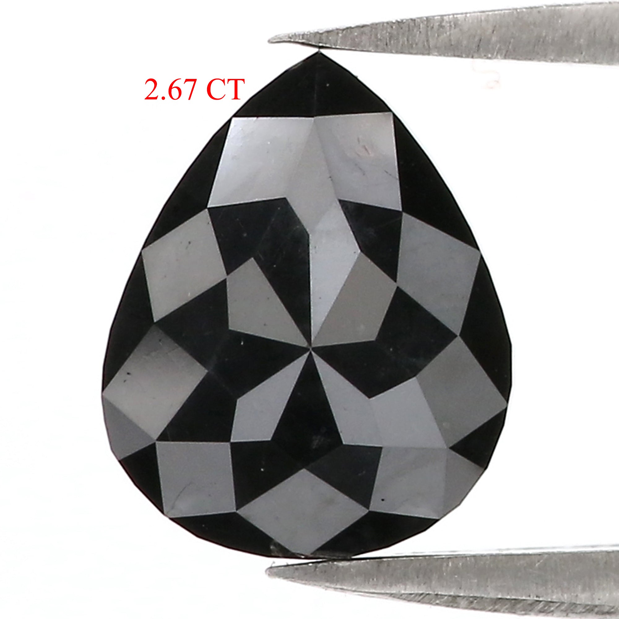 2.67 CT Natural Loose Pear Shape Diamond Black Color Pear Cut Diamond 10.30 MM Natural Loose Diamond Black Pear Rose Cut Diamond QL3113