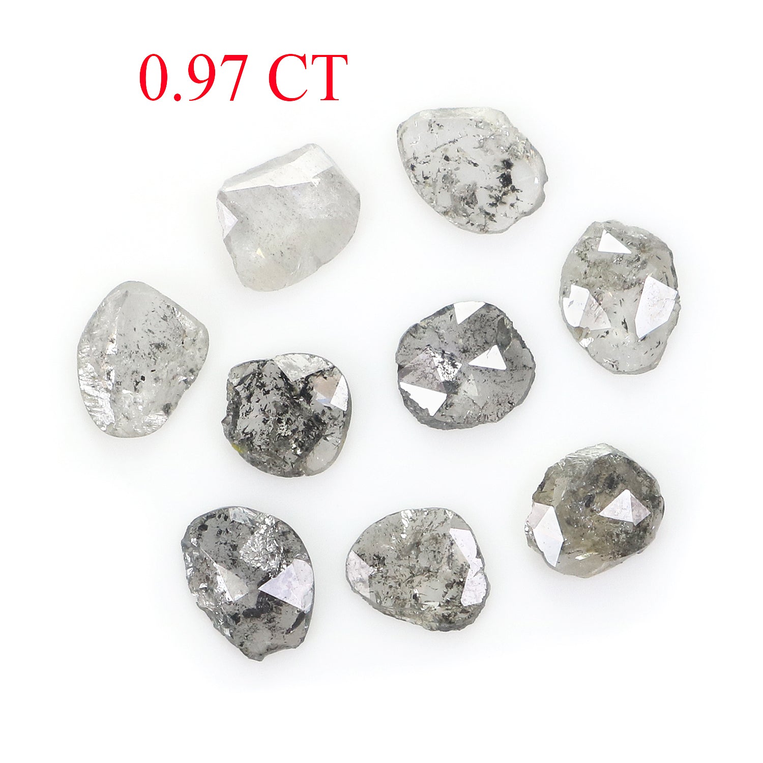 0.97 CT Natural Loose Slice Shape Diamond Salt And Pepper Slice Cut Diamond 4.15 MM Natural Black Grey Color Slice Rose Cut Diamond NQ2133