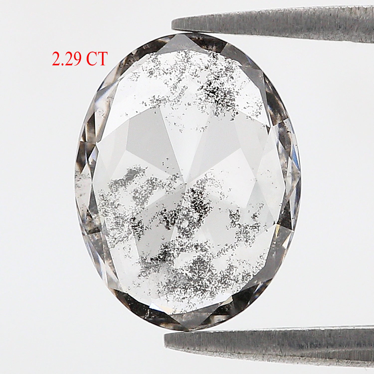 2.29 CT Oval Rose Cut Salt And Pepper Lab Grown 11.70 MM Loose Diamond CVD Fancy Black Grey Color Lab Created Antique Shape Diamonds L3525