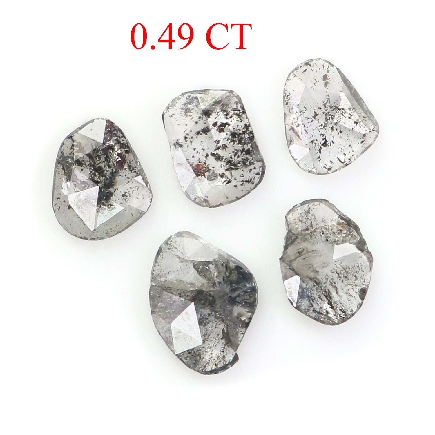 0.49 CT Natural Loose Slice Shape Diamond Salt And Pepper Slice Cut Diamond 4.80 MM Natural Black Grey Diamond Irregular Cut Diamond N2615