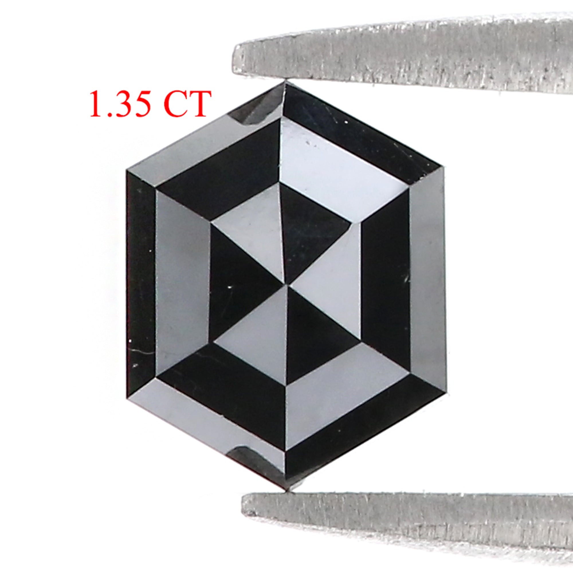 1.35 CT Natural Loose Hexagon Shape Diamond Black Hexagon Rose Cut Diamond 7.20 MM Natural Loose Black Color Hexagon Rose Cut Diamond QL9787