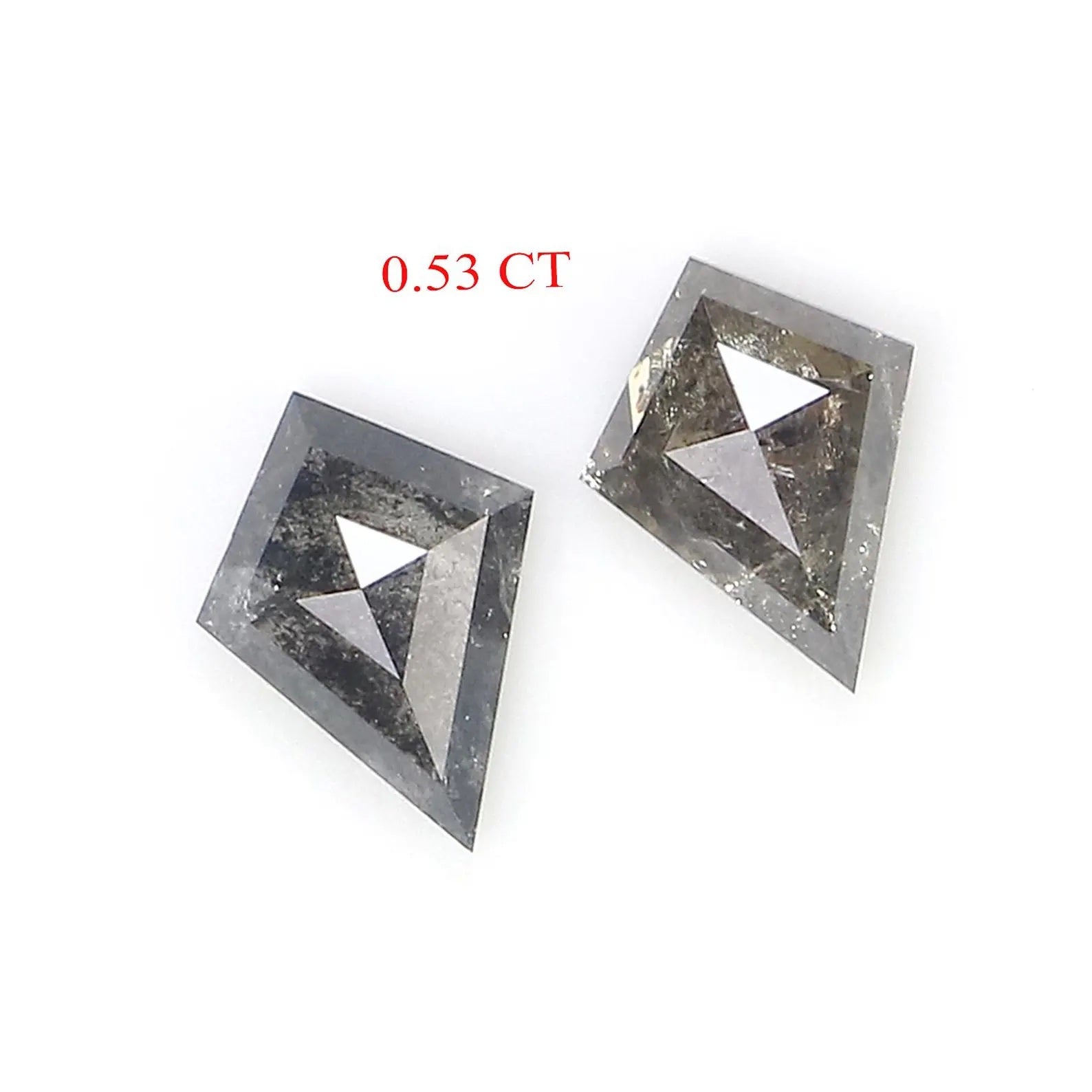 0.53 CT Natural Loose Kite Shape Pair Diamond Salt And Pepper Kite Diamond 5.95 MM Natural Black Grey Color Kite Rose Cut Diamond NQ2357