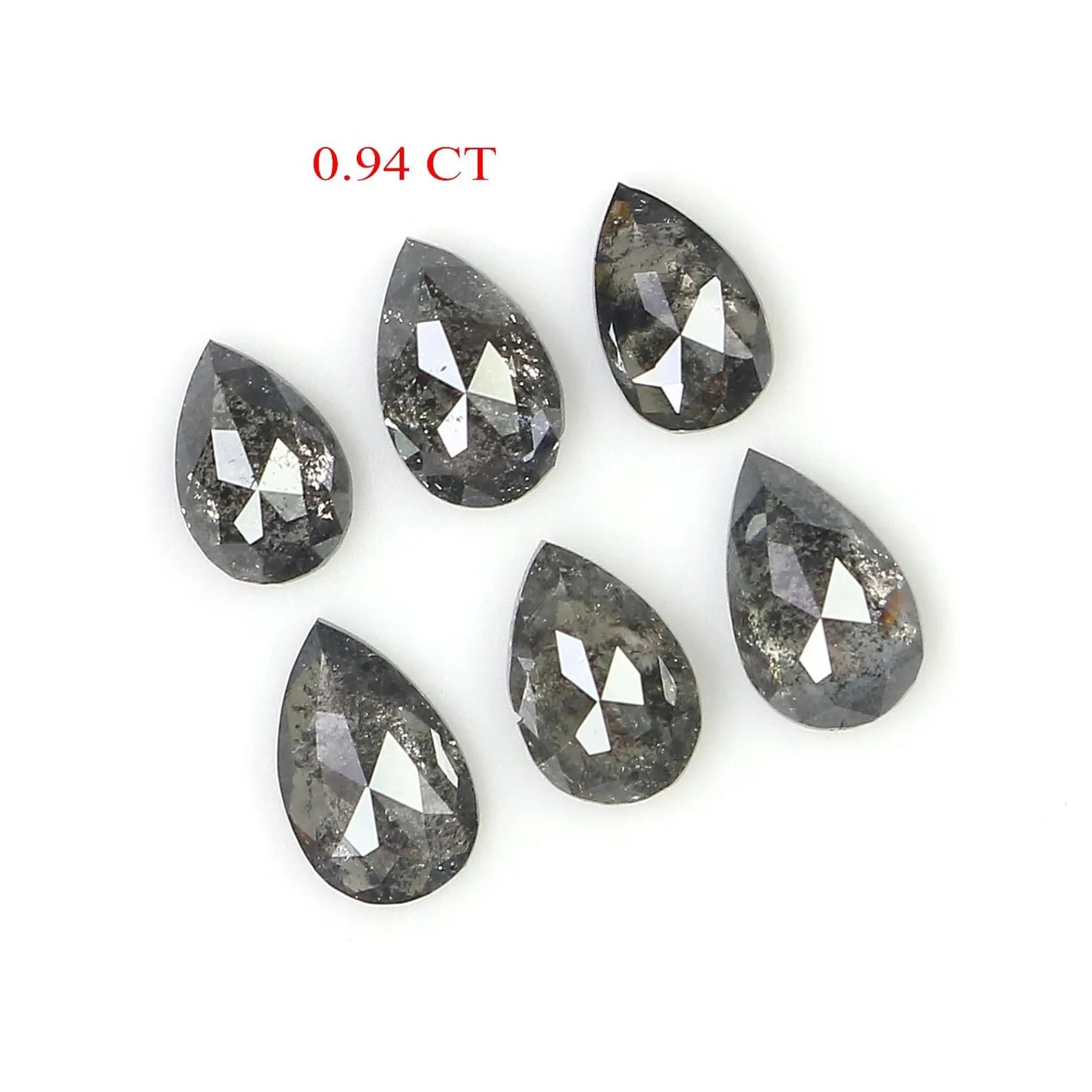 0.94 CT Natural Loose Pear Diamond Salt And Pepper Diamond 4.10 MM Natural Loose Diamond Black Grey Color Pear Shape Rose Cut Diamond NQ1563
