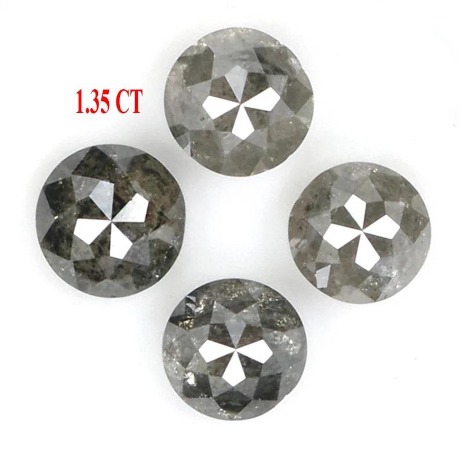 1.35 CT Natural Loose Round Shape Diamond Salt And Pepper Round Diamond 3.70 MM Natural Loose Black Grey Color Round Rose Cut Diamond NQ7562