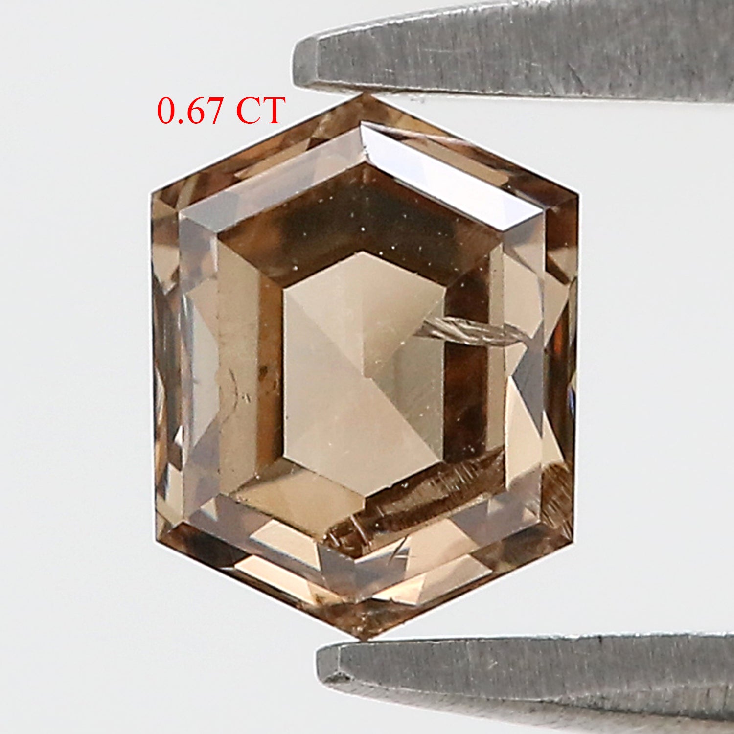 0.67 CT Natural Loose Hexagon Shape Diamond Brown Color Hexagon Cut Diamond 5.70 MM Natural Hexagon Shape Rose Cut Brown Color Diamond QL658