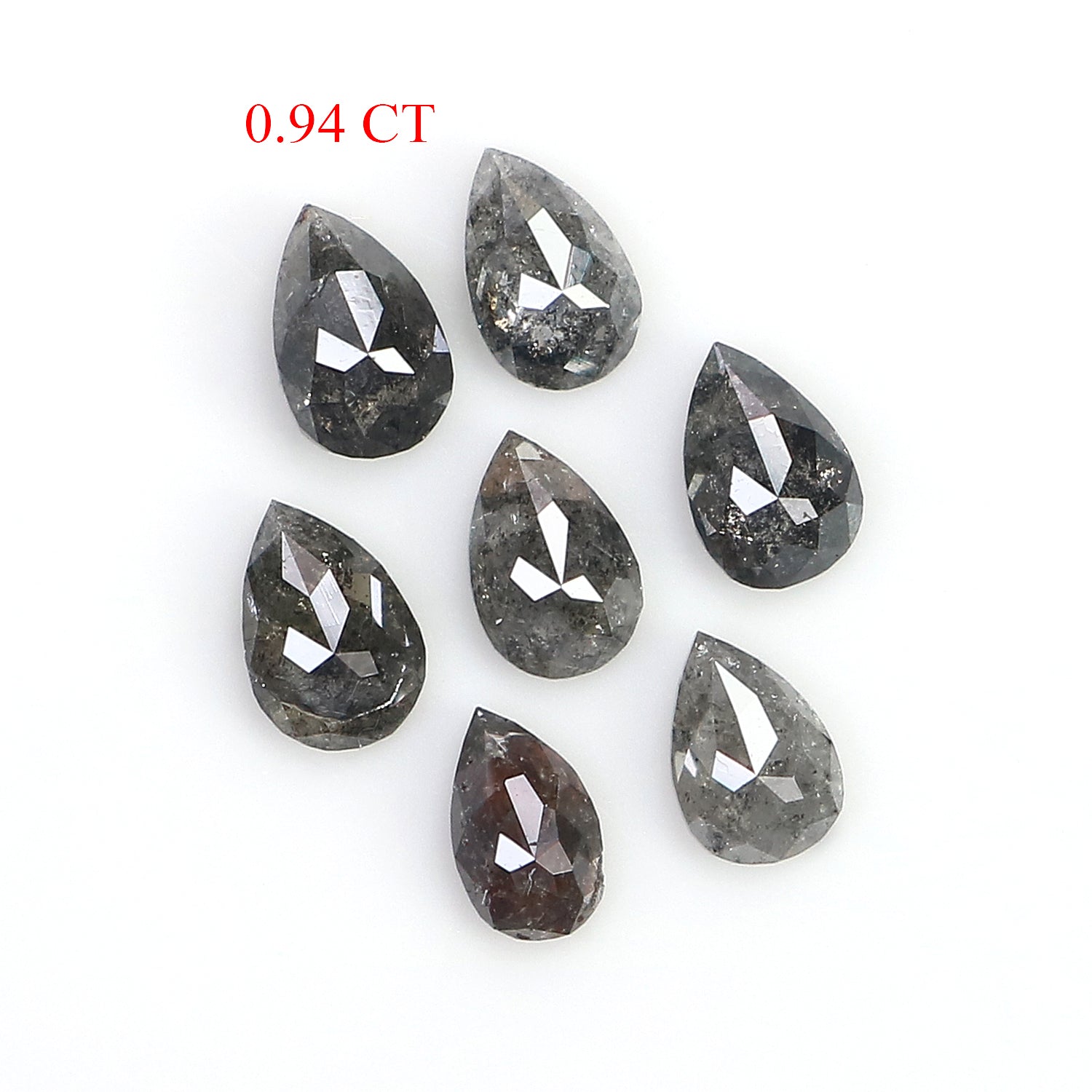 0.94 CT Natural Loose Pear Shape Diamond Salt And Pepper Pear Diamond 4.30 MM Natural Loose Black Grey Color Pear Rose Cut Diamond LQ2734