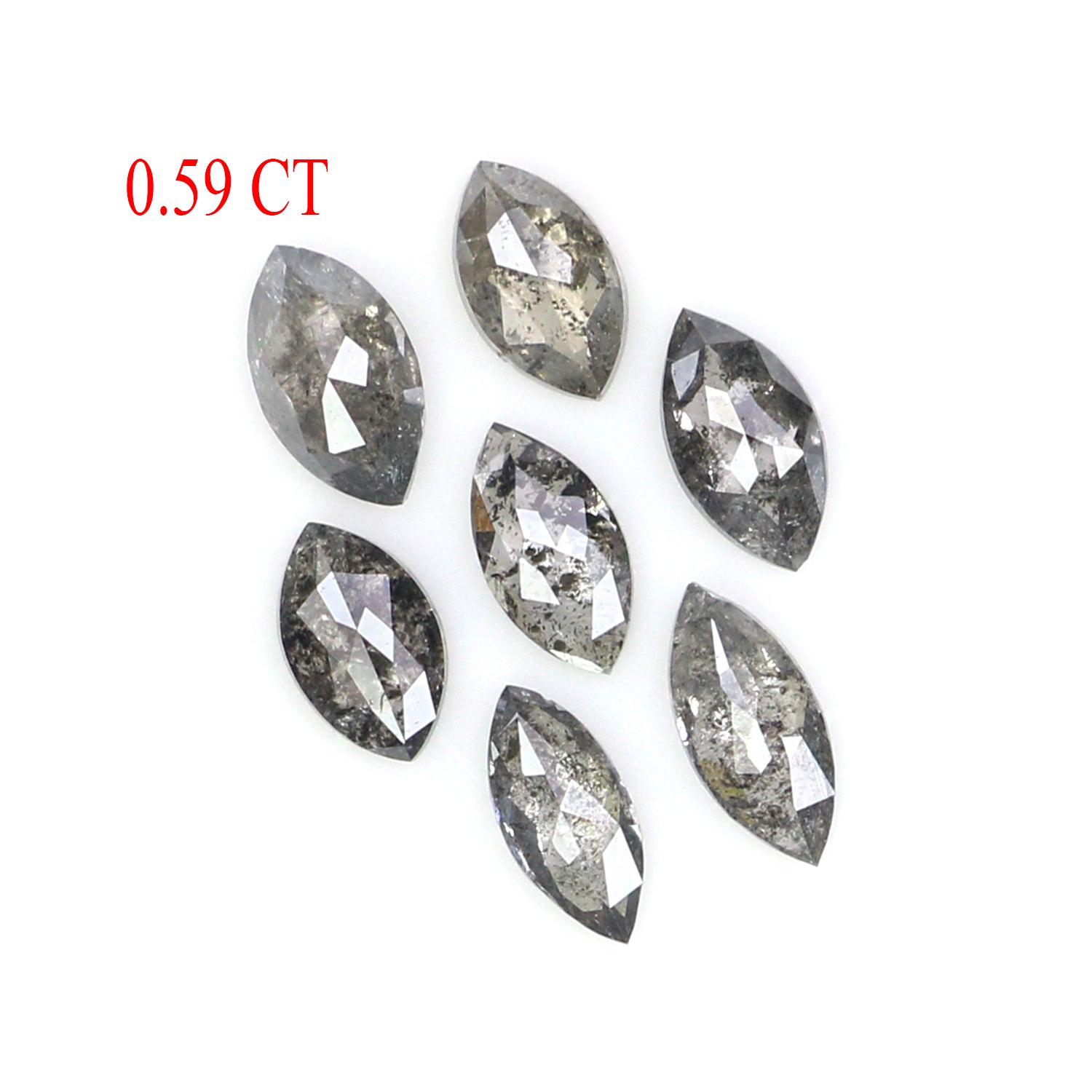 0.59 CT Natural Loose Marquise Shape Diamond Salt And Pepper Marquise Cut Diamond 4.25 MM Black Grey Color Marquise Rose Cut Diamond LQ2894