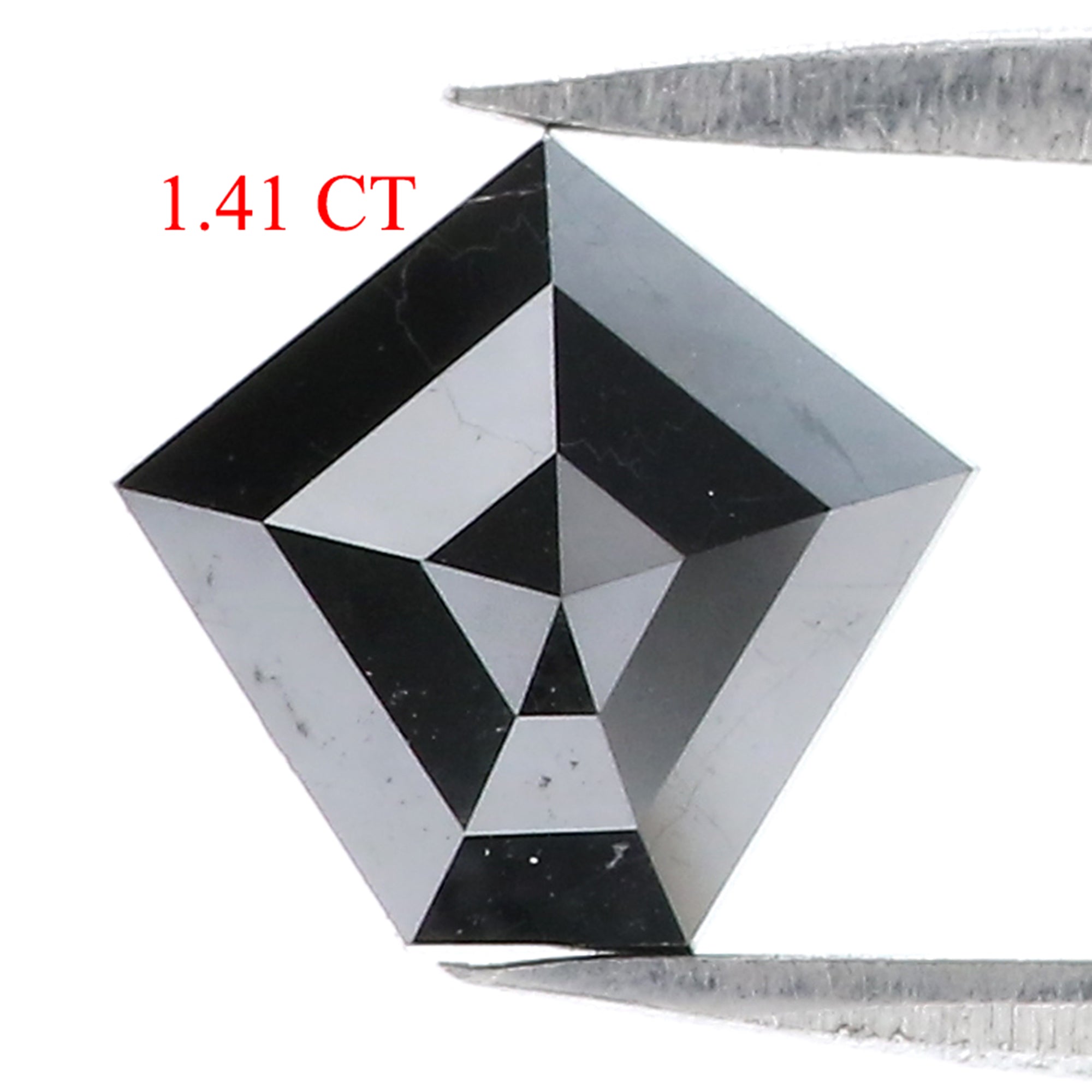 1.41 CT Natural Loose Pentagon Shape Diamond Black Color Pentagon Diamond 8.05 MM Natural Loose Black Color Pentagon Rose Cut Diamond KQ2245