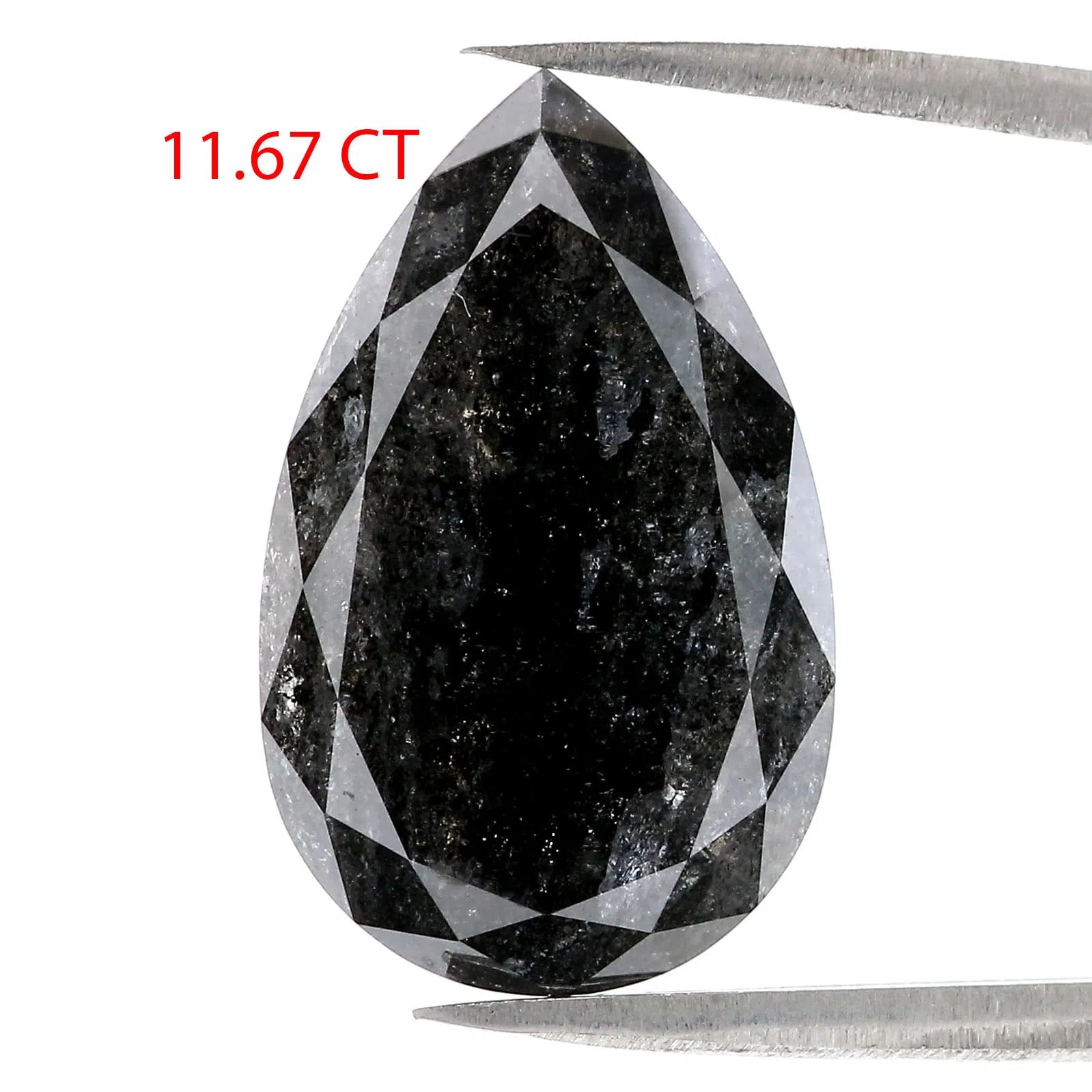 11.67 CT Natural Loose Pear Shape Diamond Salt And Pepper Pear Rose Cut Diamond 20.20 MM Black Grey Color Pear Rose Cut Diamond QL3019