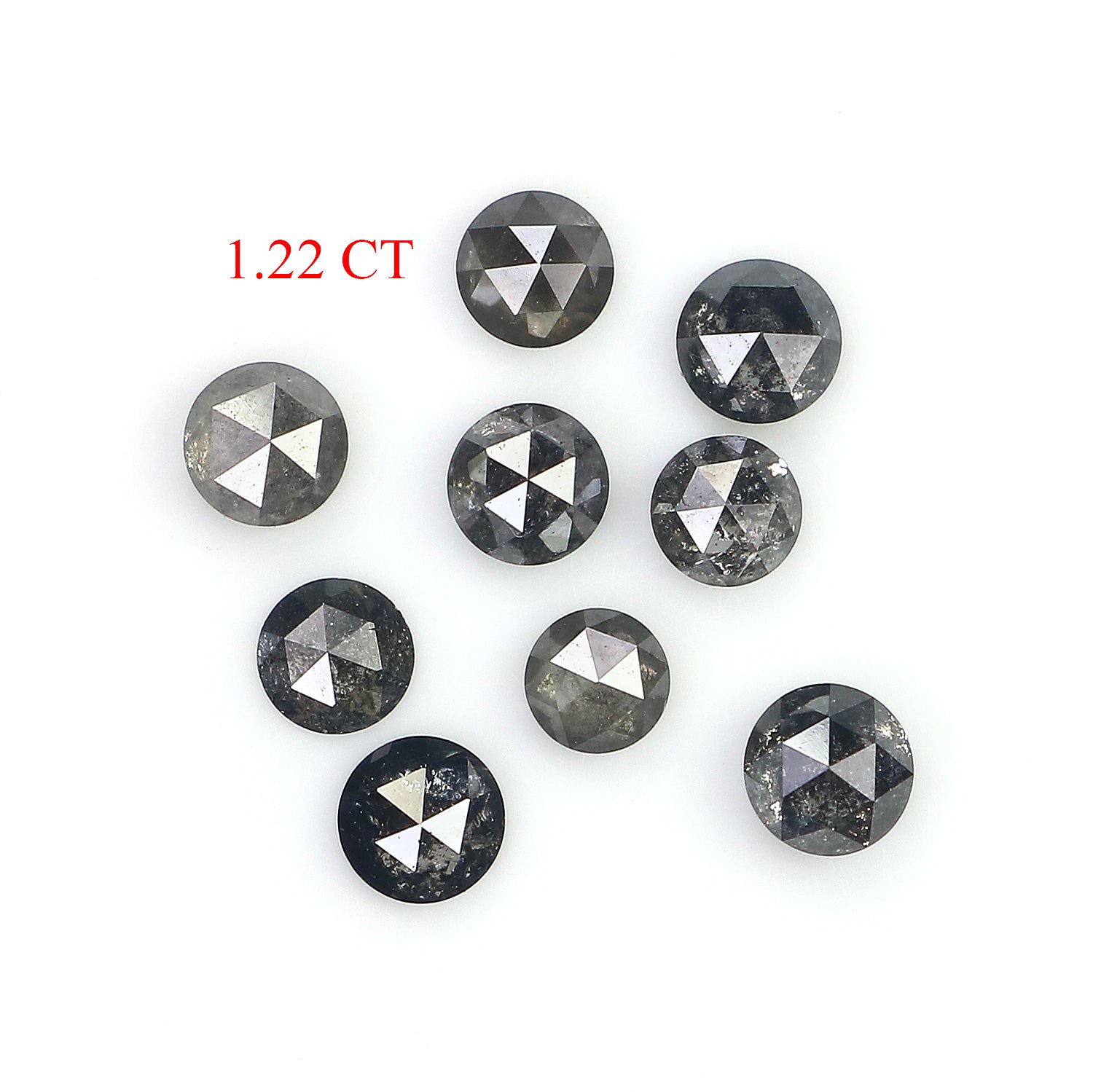 1.22 Ct Natural Loose Round Rose Cut Diamond Salt And Pepper Round Diamond 2.70 MM Natural Black Grey Color Round Rose Cut Diamond LQ2407