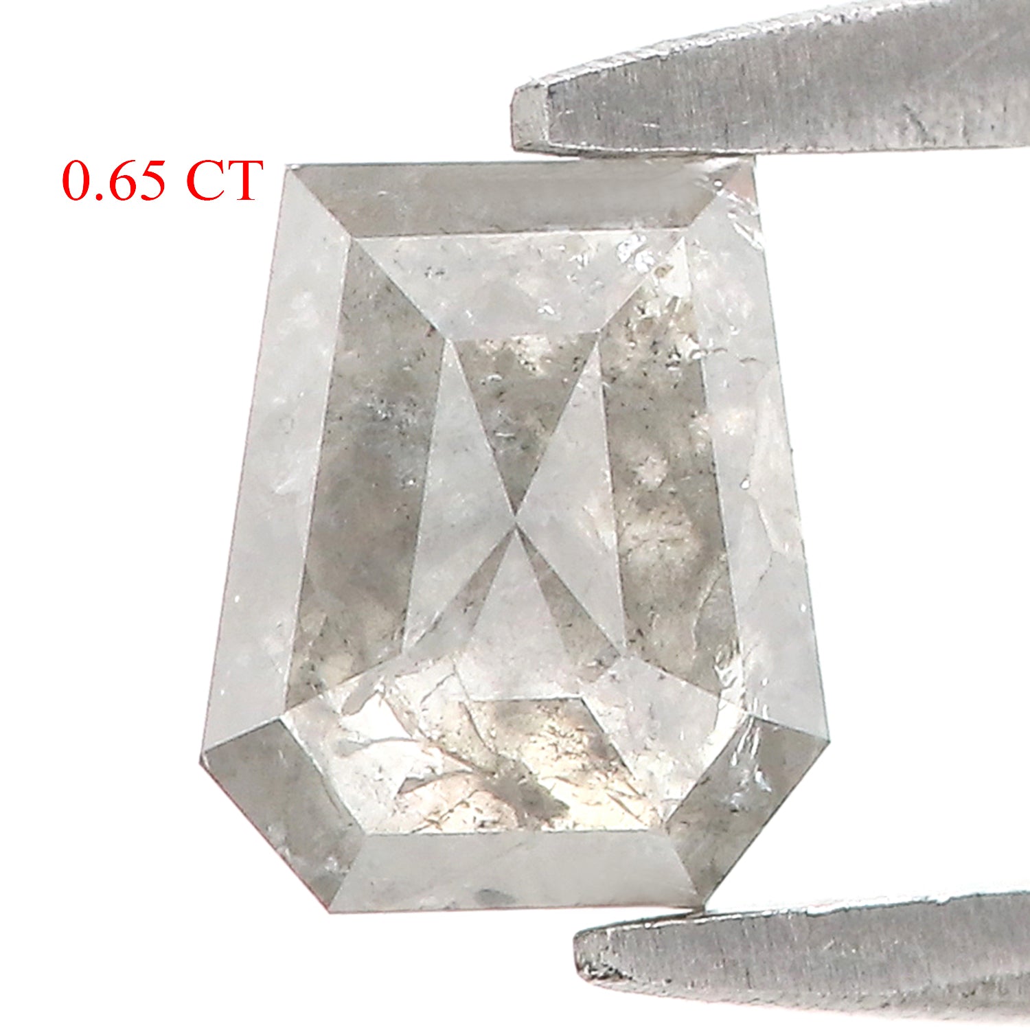 0.65 CT Natural Loose Coffin Shape Diamond Salt And Pepper Coffin Shape Diamond 5.40 MM Black Grey Color Coffin Rose Cut Diamond QL5831