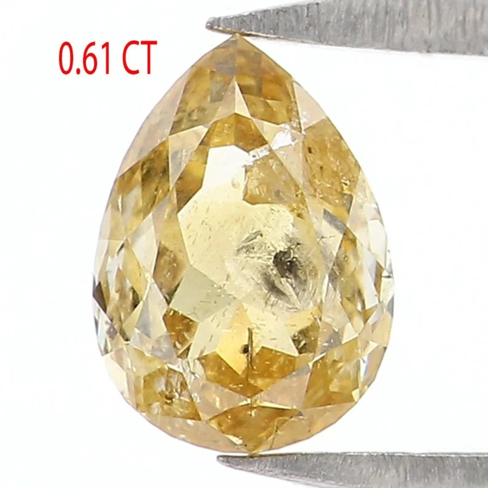0.61 CT Natural Loose Pear Shape Diamond Yellow Color Pear Cut Diamond 6.00 MM Natural Loose Diamond Brown Color Pear Rose Cut Diamond NQ127