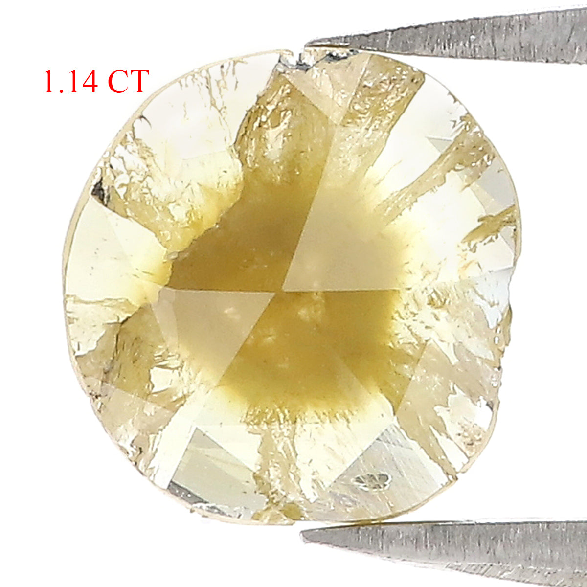 1.14 CT Natural Loose Slice Shape Diamond Yellow Color Irregular Cut Diamond 8.25 MM Natural Loose Diamond Slice Rose Cut Diamond QL3025