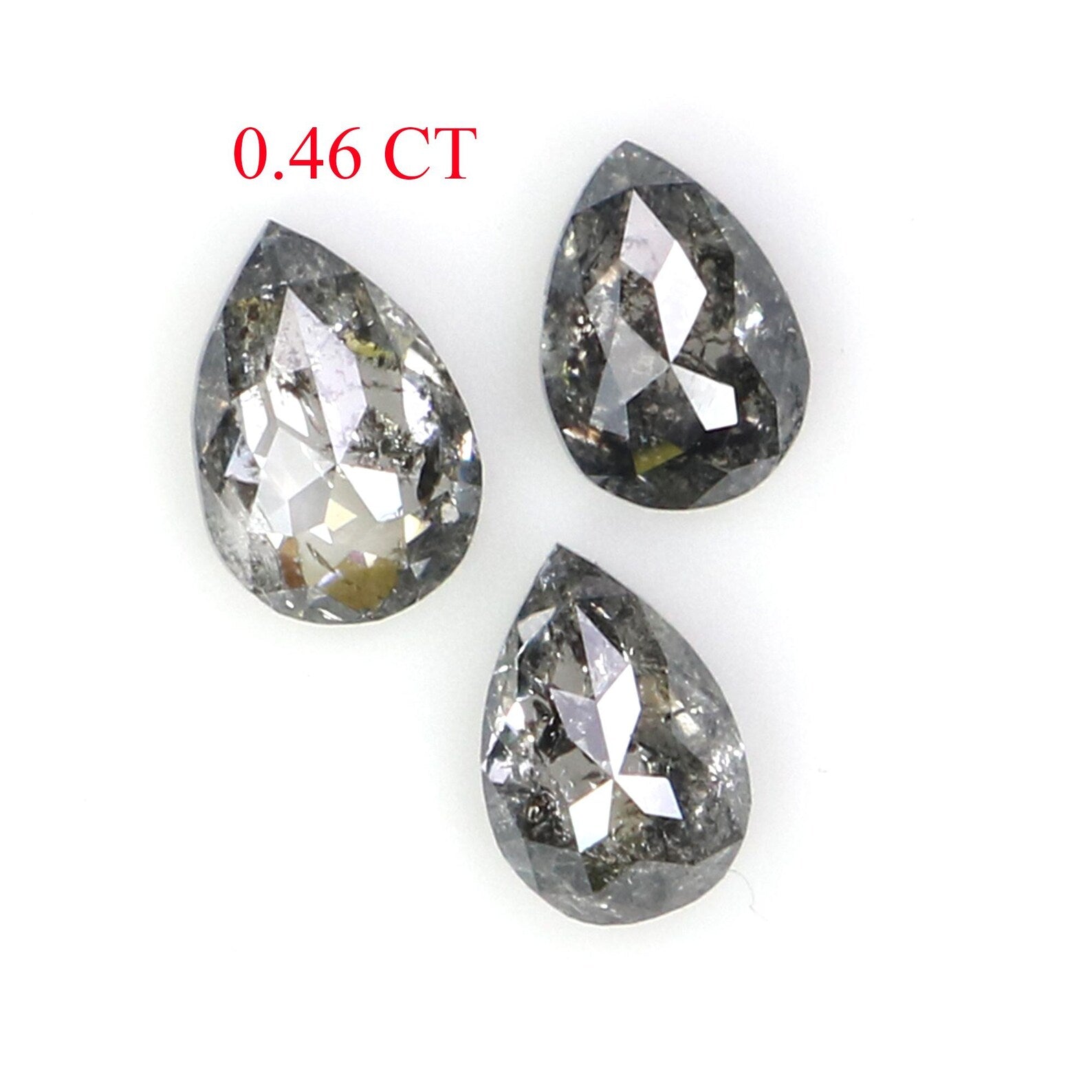0.46 CT Natural Loose Pear Shape Diamond Salt And Pepper Pear Diamond 4.40 MM Natural Diamond Black Grey Color Pear Rose Cut Diamond NQ2414