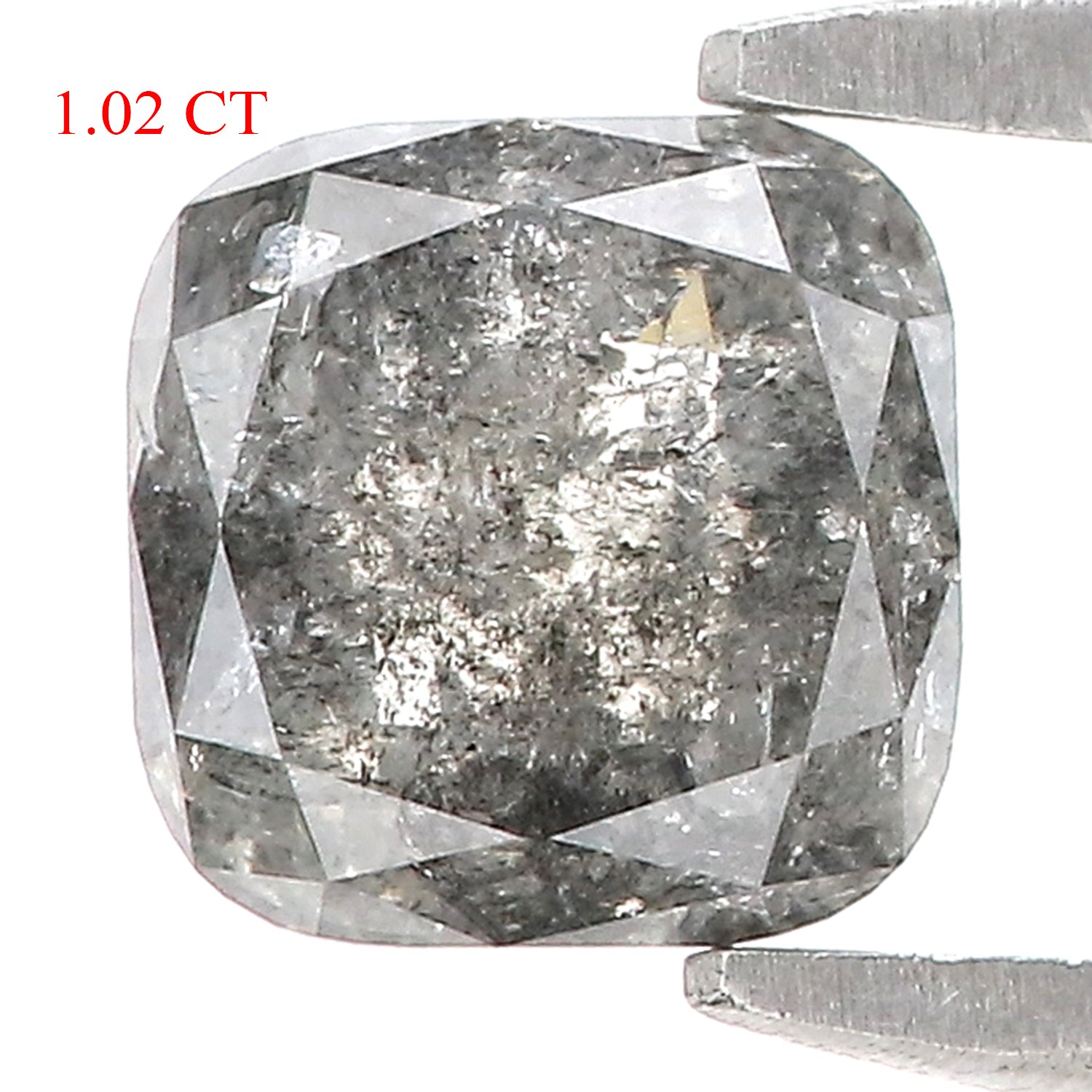 1.02 CT Natural Loose Cushion Shape Diamond Salt And Pepper Cushion Shape Diamond 5.65 MM Black Grey Color Cushion Rose Cut Diamond LQ1219