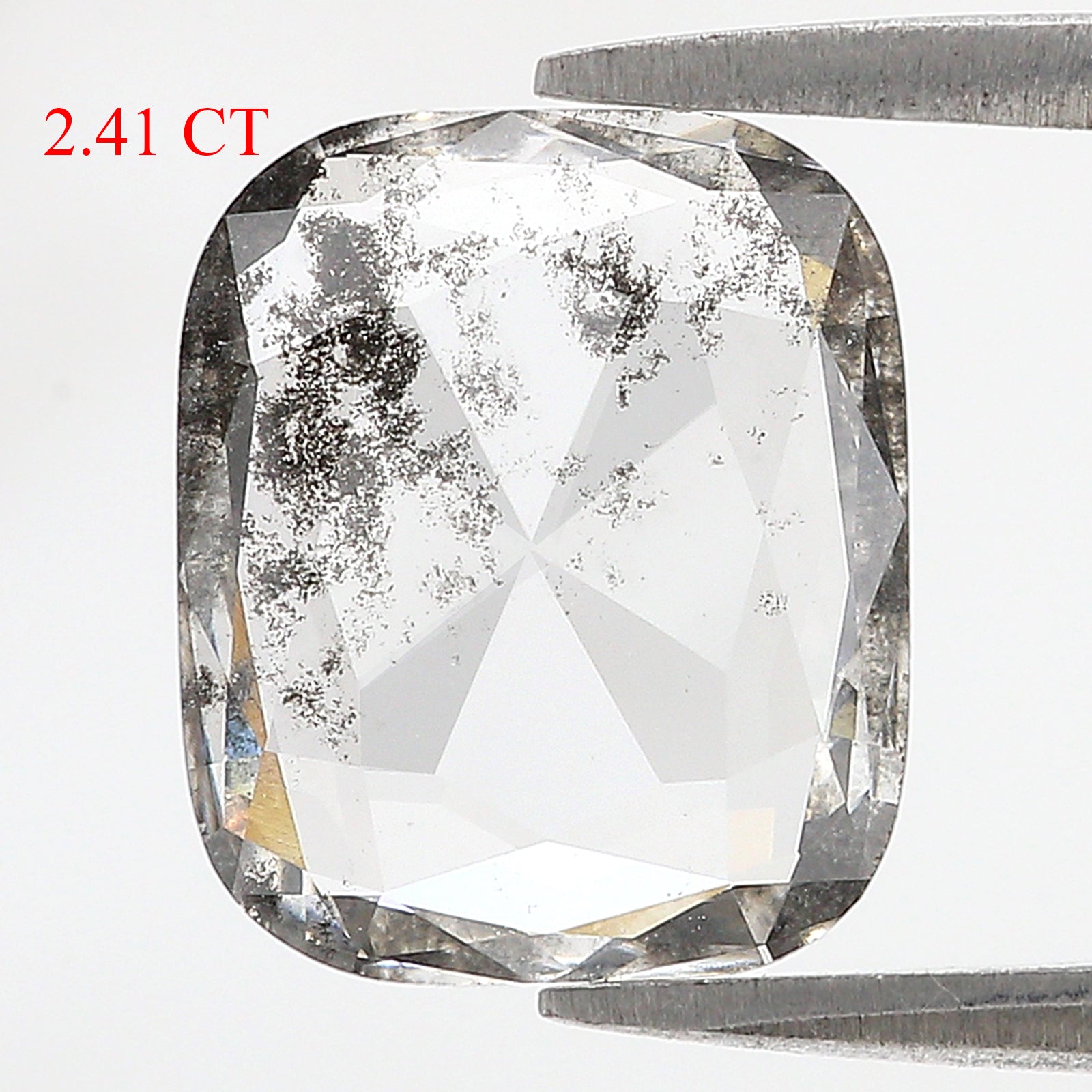 2.41 CT Cushion Rose Cut Salt And Pepper Lab Grown 11.75 MM Loose Diamond CVD Fancy Black Grey Color Lab Created Antique Cut Diamonds L3526