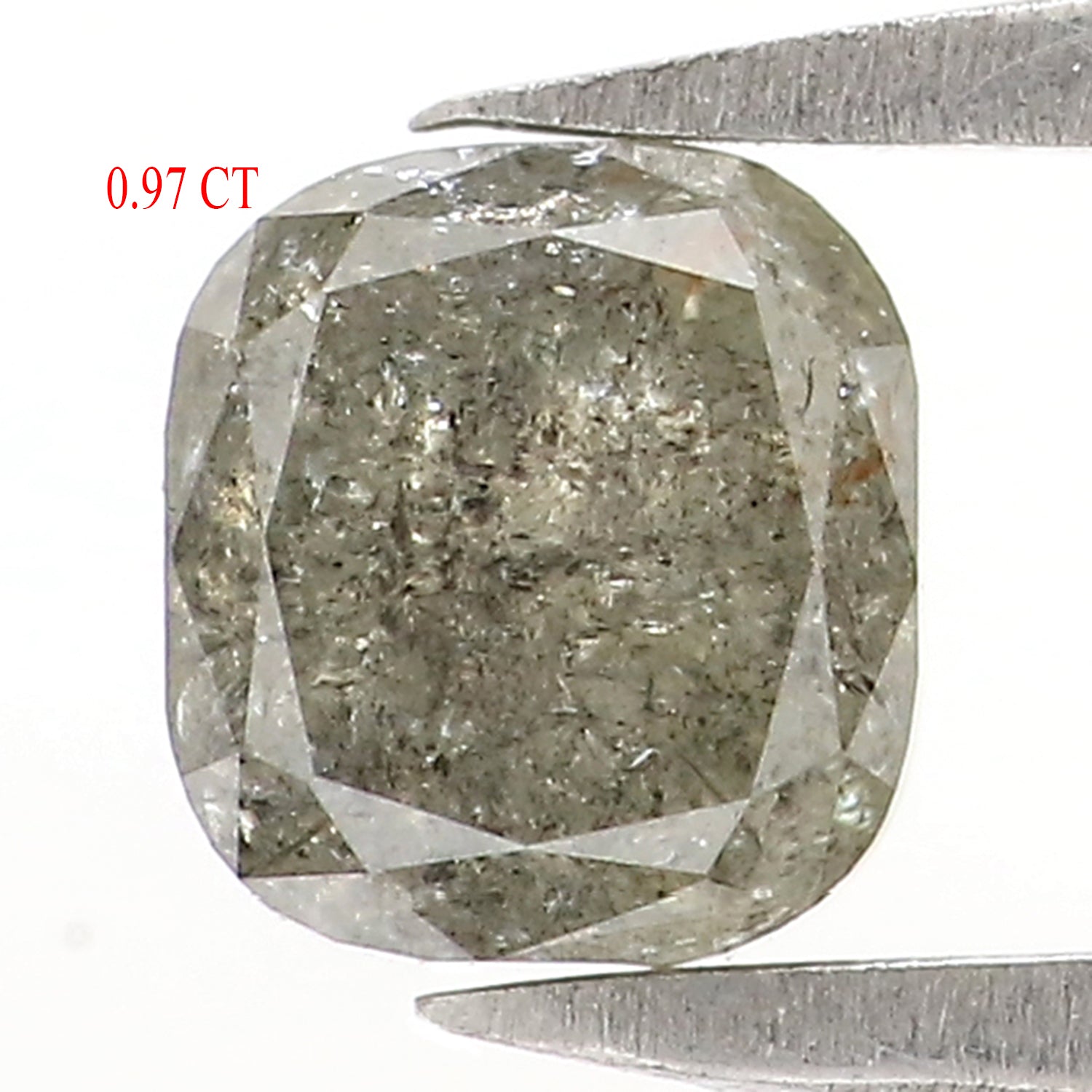 Natural Loose Cushion Diamond, Salt And Pepper Diamond, Natural Loose Diamond, Cushion Rose Cut Diamond, 0.97 CT Cushion Shape Diamond L2860