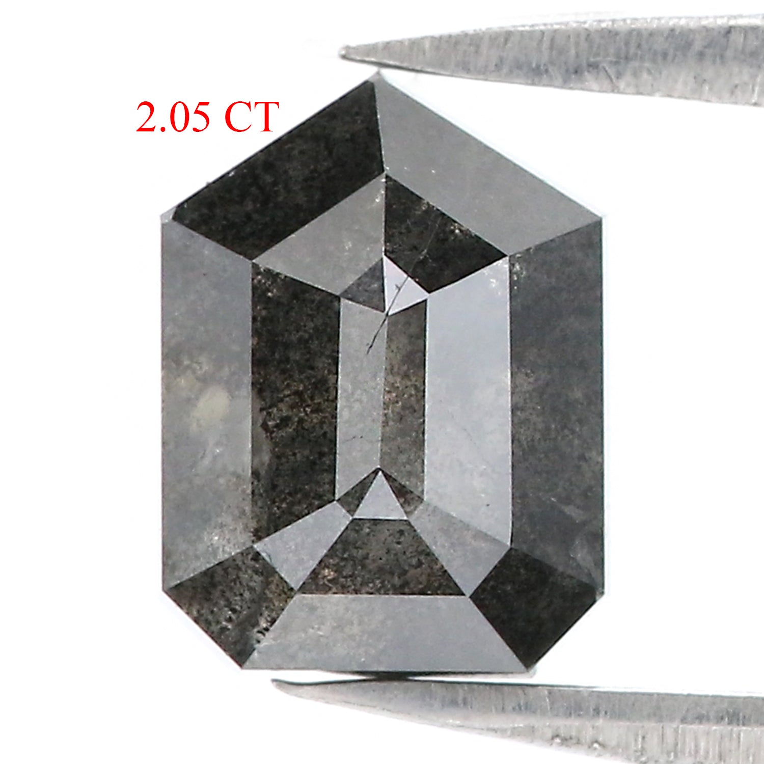 2.05 Ct Natural Loose Shield Shape Diamond Salt And Pepper Shield Cut Diamond 8.50 MM Black Gray Color Shield Shape Rose Cut Diamond QL8057