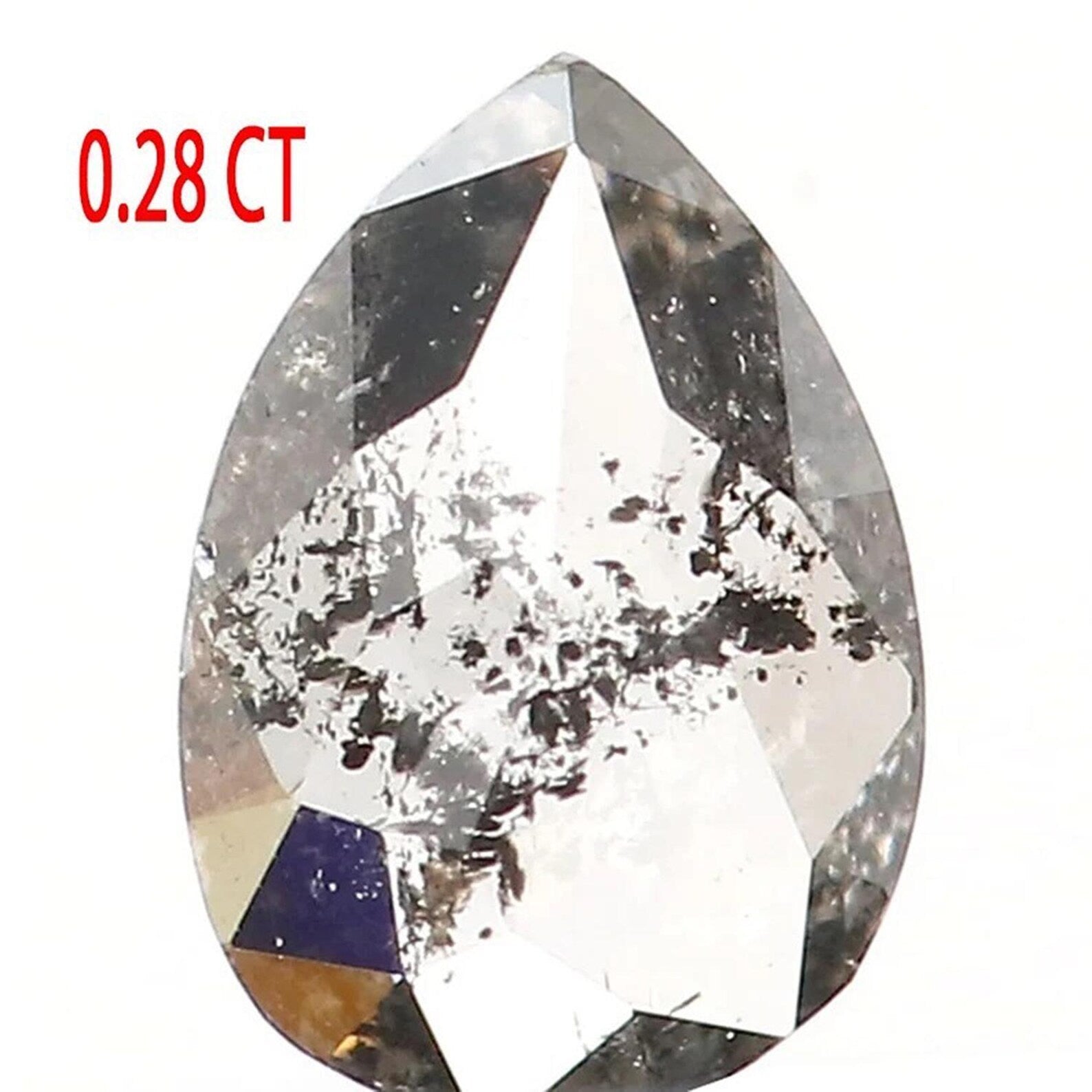 0.28 CT Natural Loose Pear Shape Diamond Salt And Pepper Pear Cut Diamond 5.30 MM Natural Loose Black Gray Color Pear Rose Cut Diamond NQ220