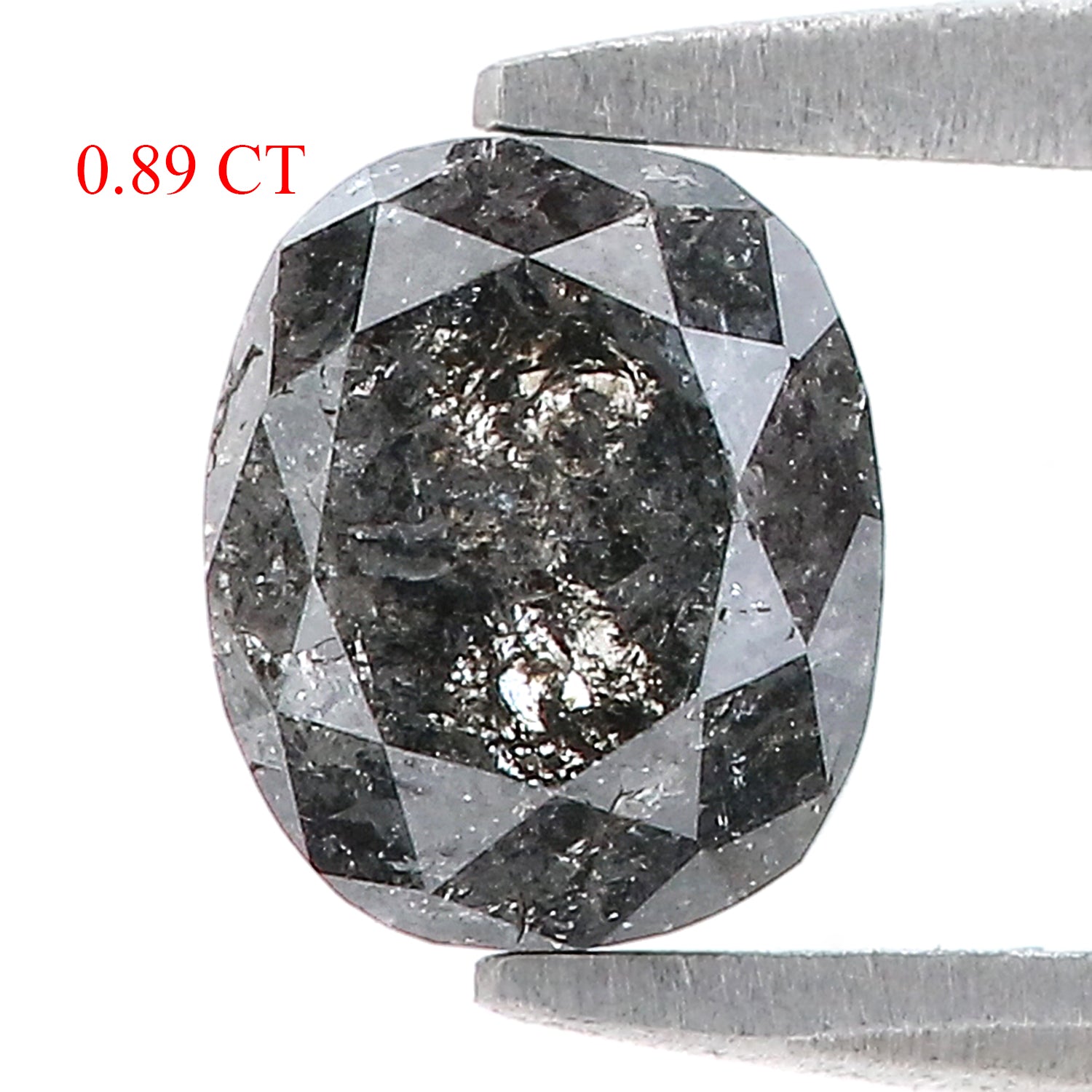Natural Oval Salt and Pepper Diamond 0.89 CT Loose Oval Rose Cut Black Grey Stone 6.10 MM Rustic Diamond For Custom Engagement Ring L3628