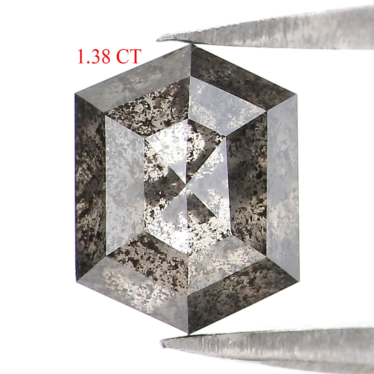 Natural Loose Hexagon Diamond, Salt And Pepper Hexagon Diamond, Natural Loose Diamond, Hexagon Rose Cut Diamond, 1.38 CT Hexagon Shape L2997