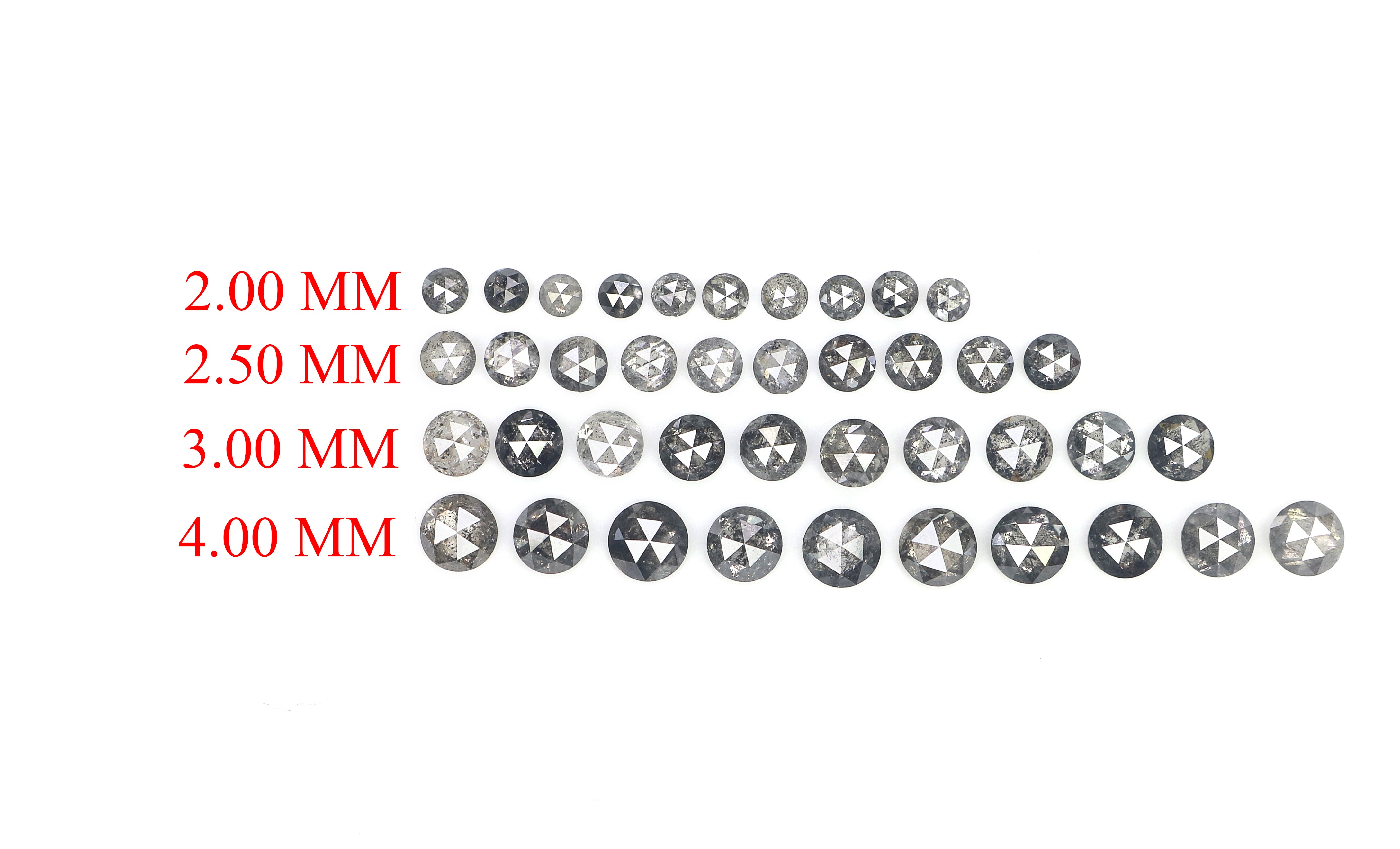 Natural Loose Round Rose Cut Salt Ana Pepper Diamond Fancy Rose Cut Black Grey Low Price Diamond 2.00 to 4.00 MM Round Shape Diamond Q10