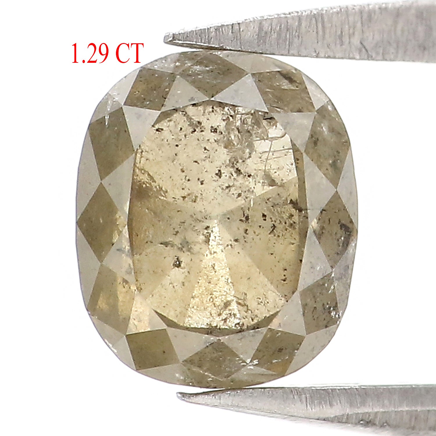 1.29 CT Natural Loose Cushion Shape Diamond Grey Yellow Color Cushion Rose Cut Diamond 6.80 MM Grey Yellow Cushion Shape Diamond QL7333