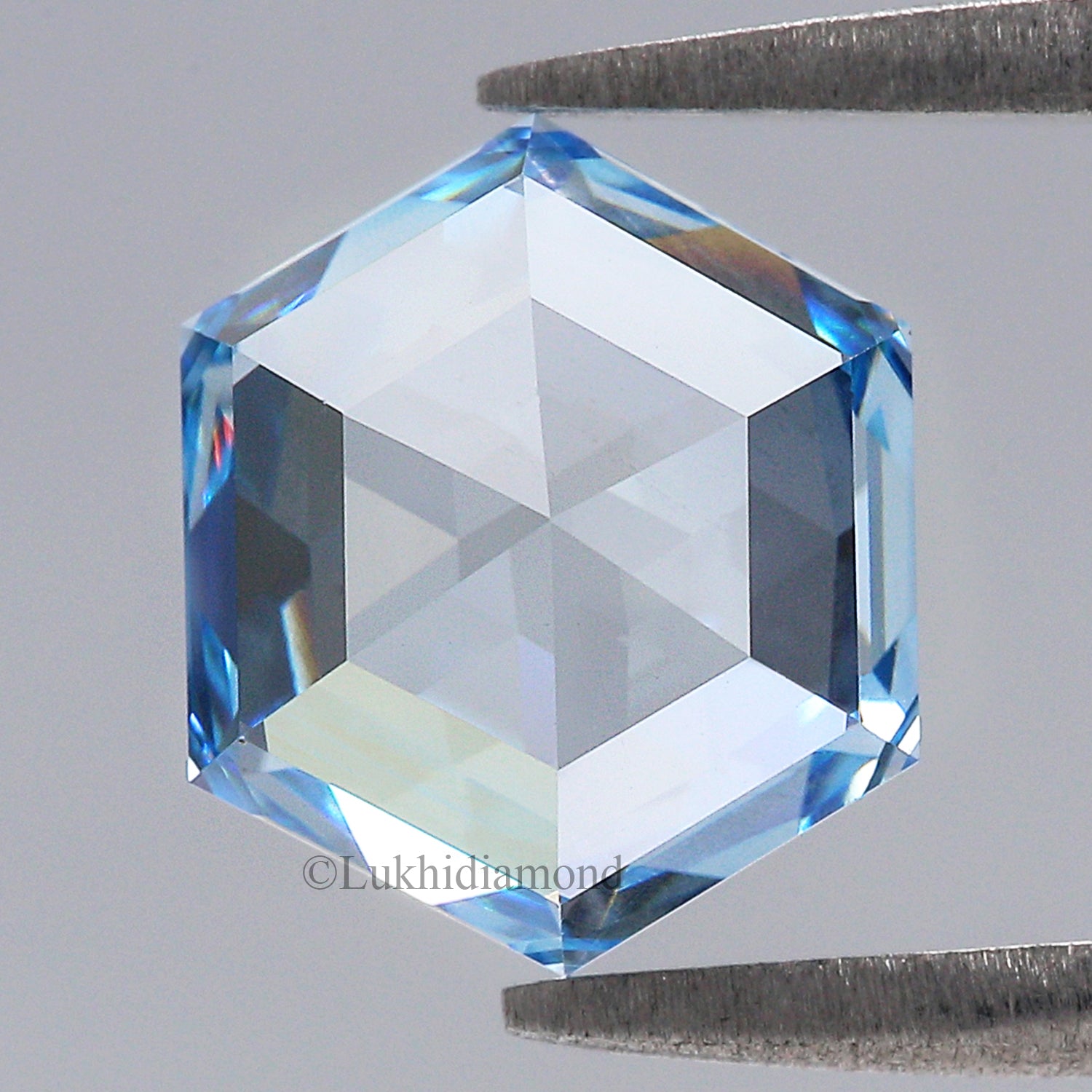 2.82 CT IGI Certified Hexagonal Step Cut Diamond Fancy Intense Blue Color VS2 Clarity Diamond Lab Grown Diamond Lab Created Diamond L3292