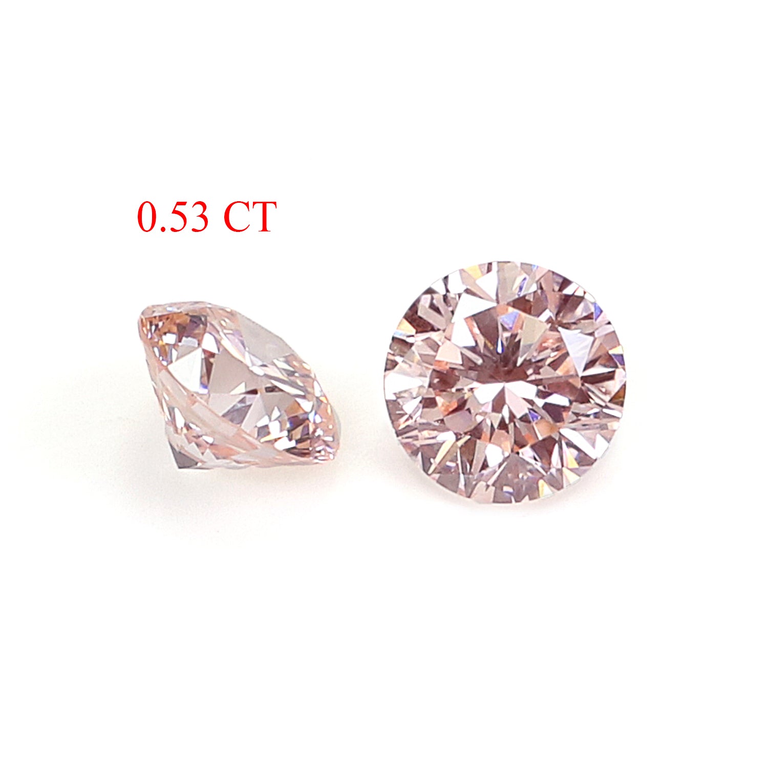 0.53 CT Lab Grown Round Brilliant Cut CVD Diamond VS1 Clarity Pink Color Round Cut Pair Diamond 4.10 MM Pink Color Round Shape Diamond L3550
