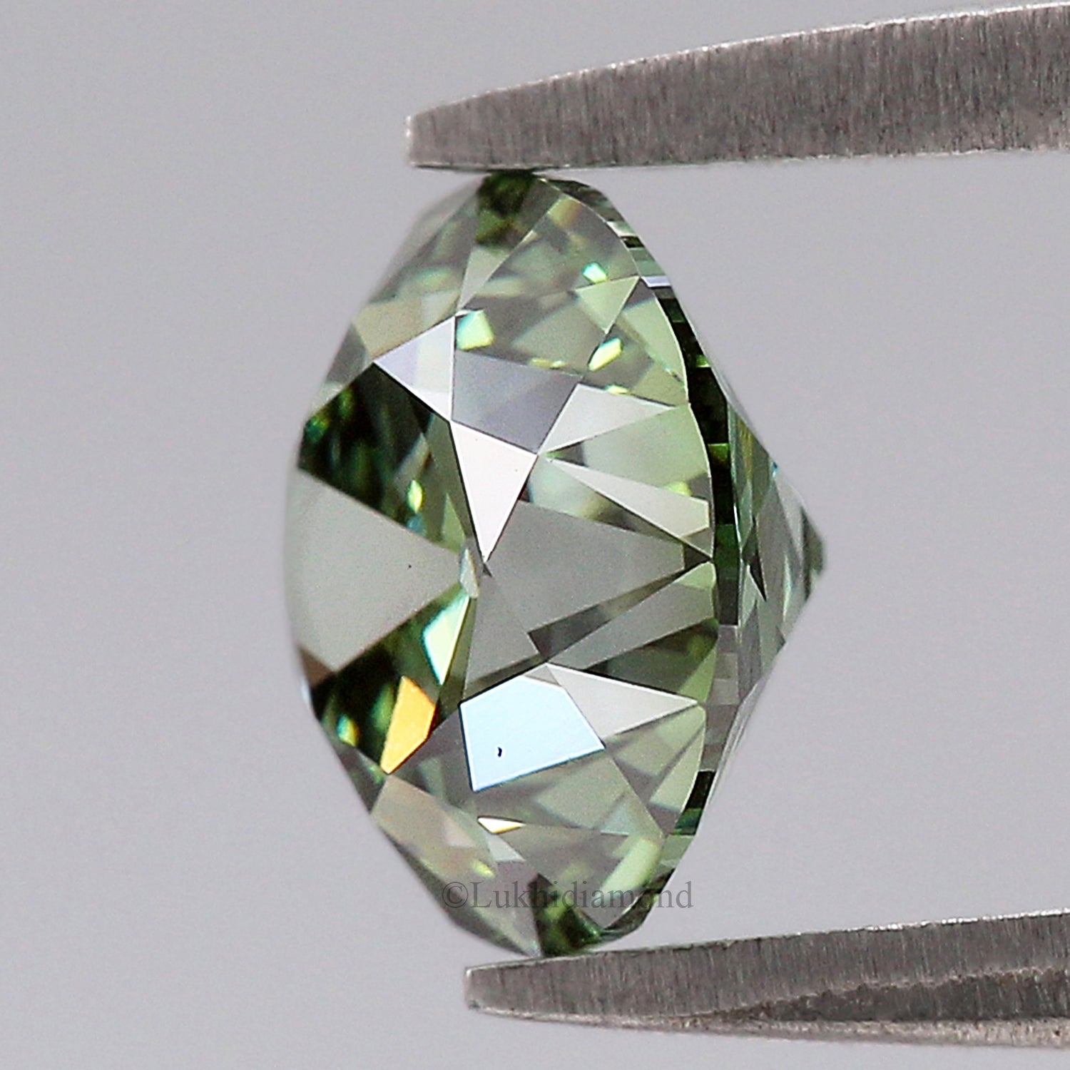 1.71 CT IGI Certified Round Old European Cut Diamond Fancy Vivid Green Color VS1 Clarity Lab Grown Diamond Lab Created Lab Diamond L3581