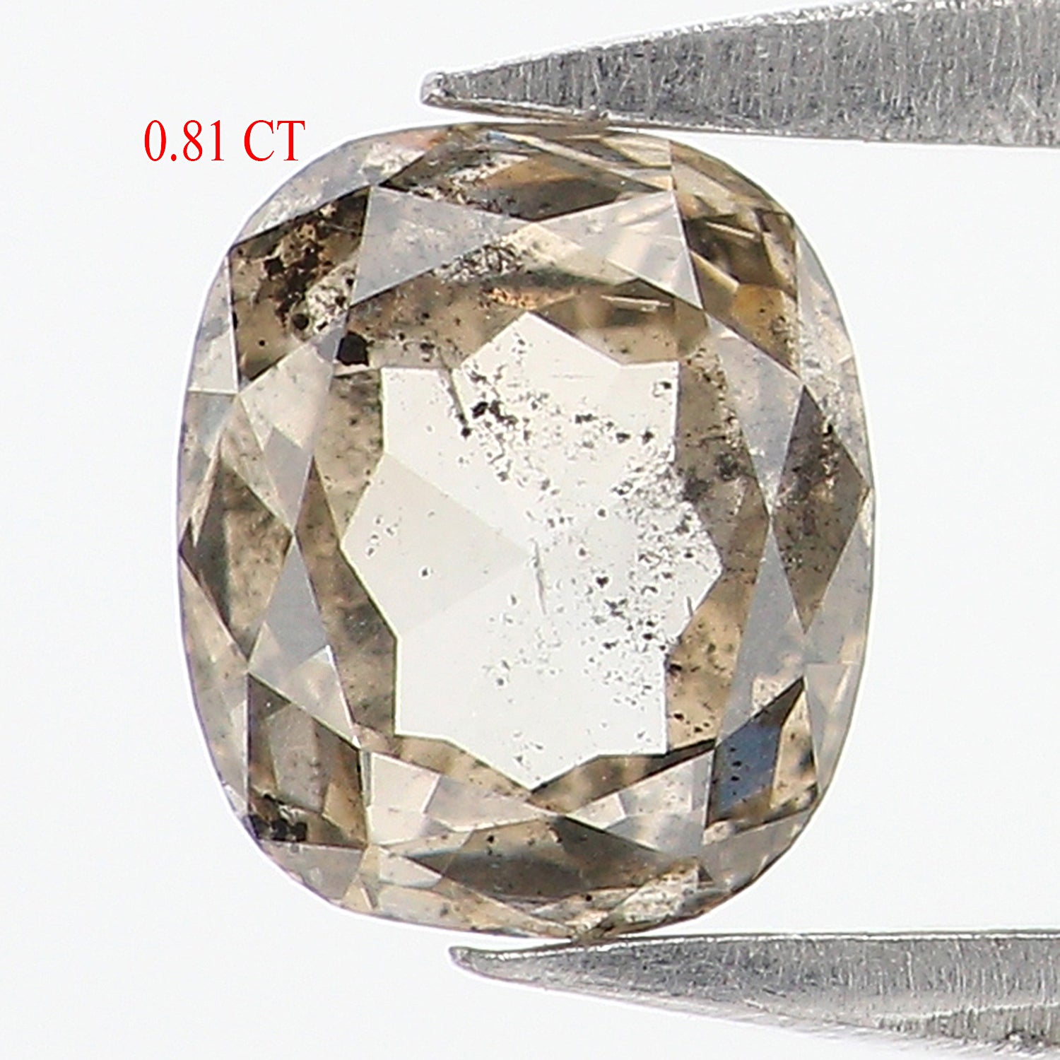 0.81 CT Natural Loose Cushion Shape Diamond Salt And Pepper Cushion Shape Diamond 5.60 MM Black Grey Color Cushion Rose Cut Diamond QL9308