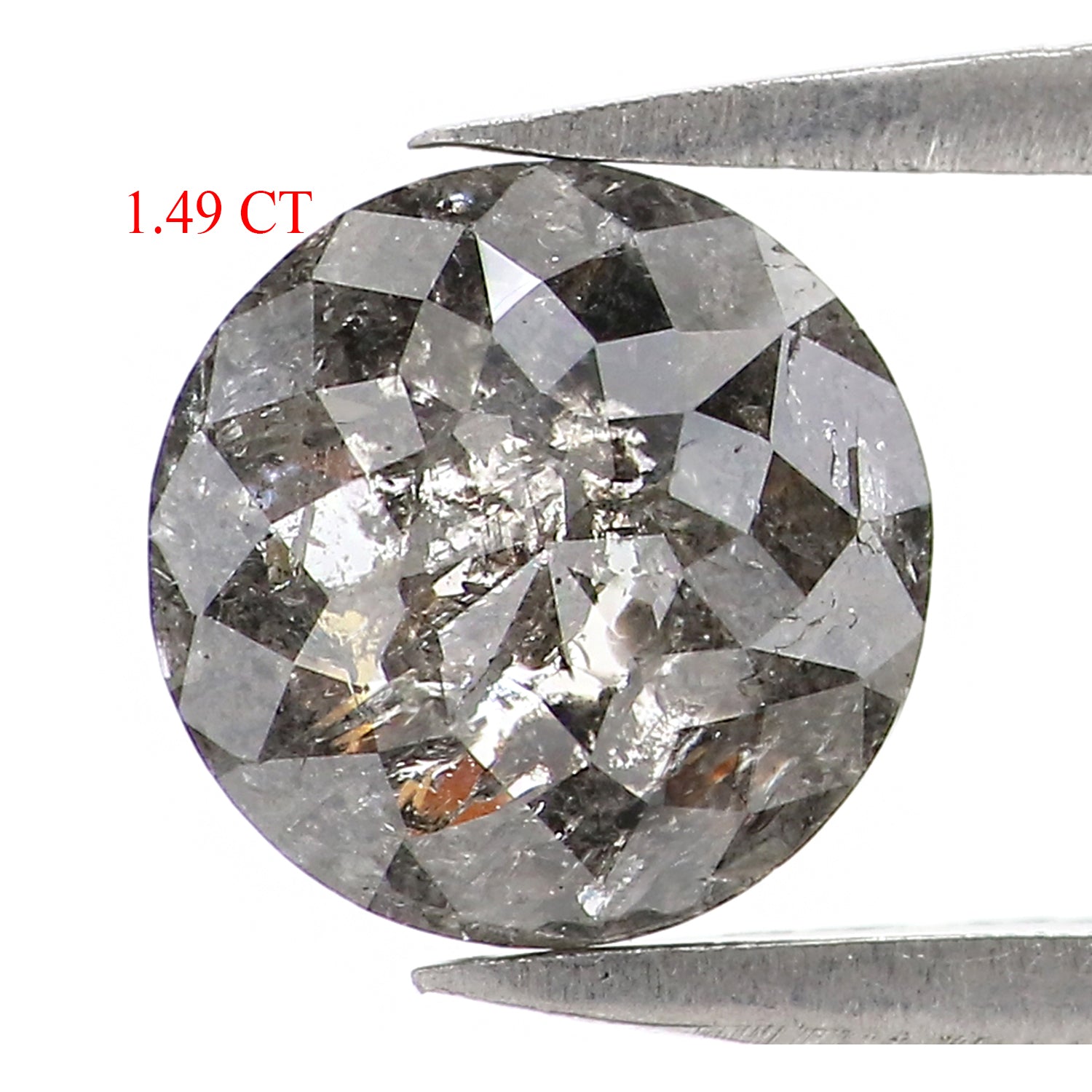 1.49 Ct Natural Loose Round Rose Cut Diamond Black Color Rose Cut Diamond 7.10 MM Natural Loose Salt And Pepper Rose Cut Diamond LQ9961