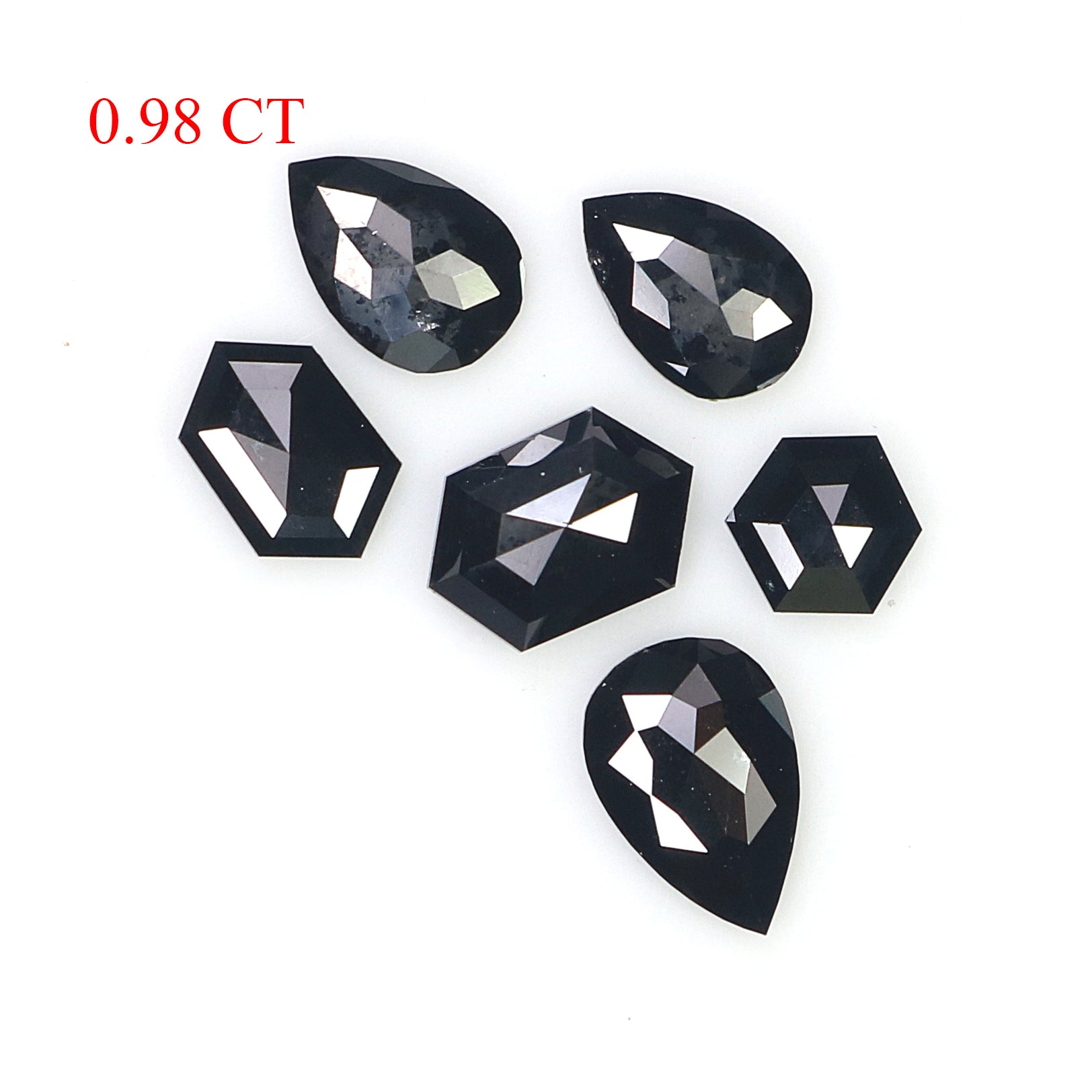 0.98 CT Natural Loose Mix Shape Diamond Black Color Mix Shape Diamond 5.05 MM Natural Loose Black Color Mix Shape Rose Cut Diamond L2701