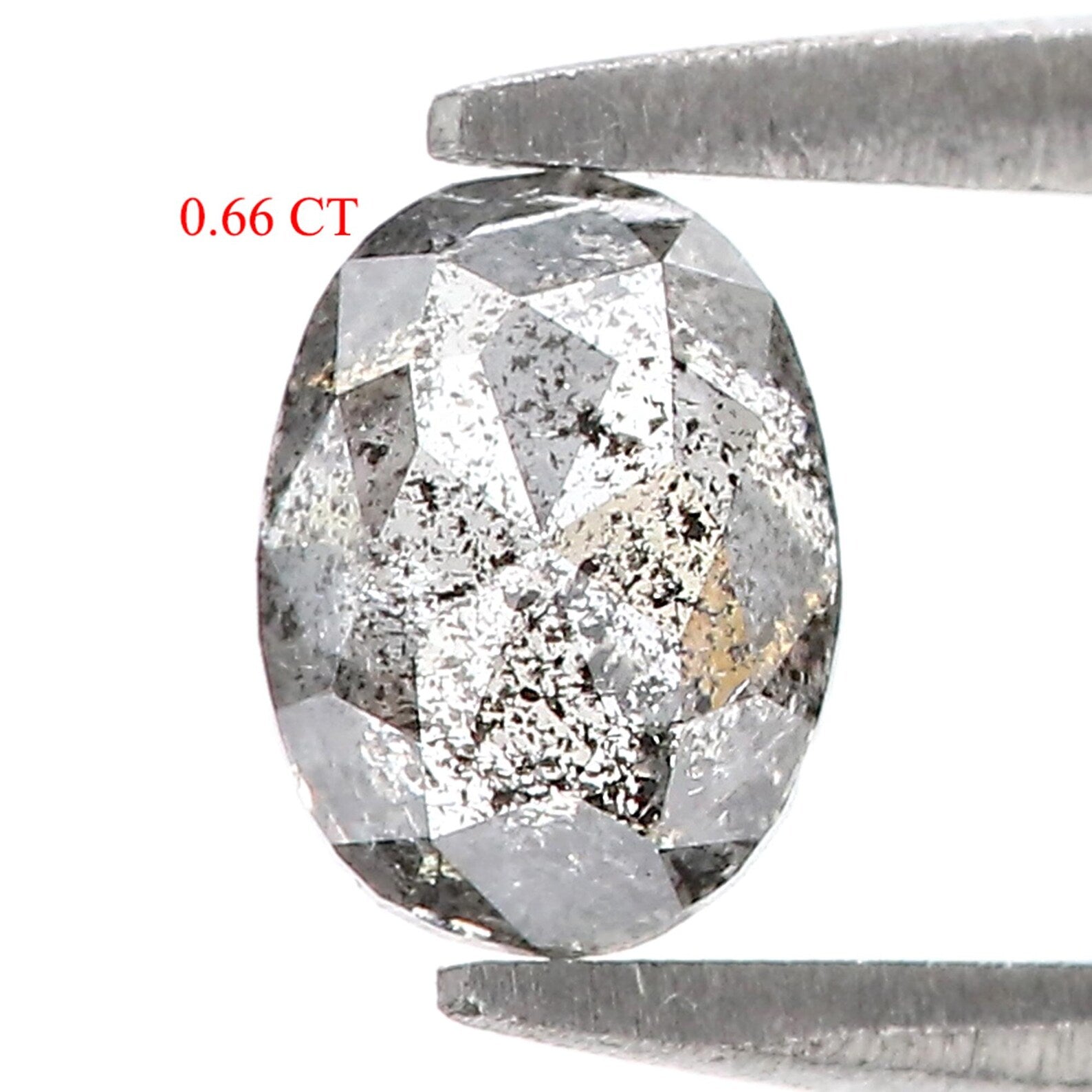 0.66 CT Natural Loose Oval Shape Diamond Salt And Pepper Diamond 6.25 MM Natural Loose Diamond Black Grey Color Oval Rose Cut Diamond QN830