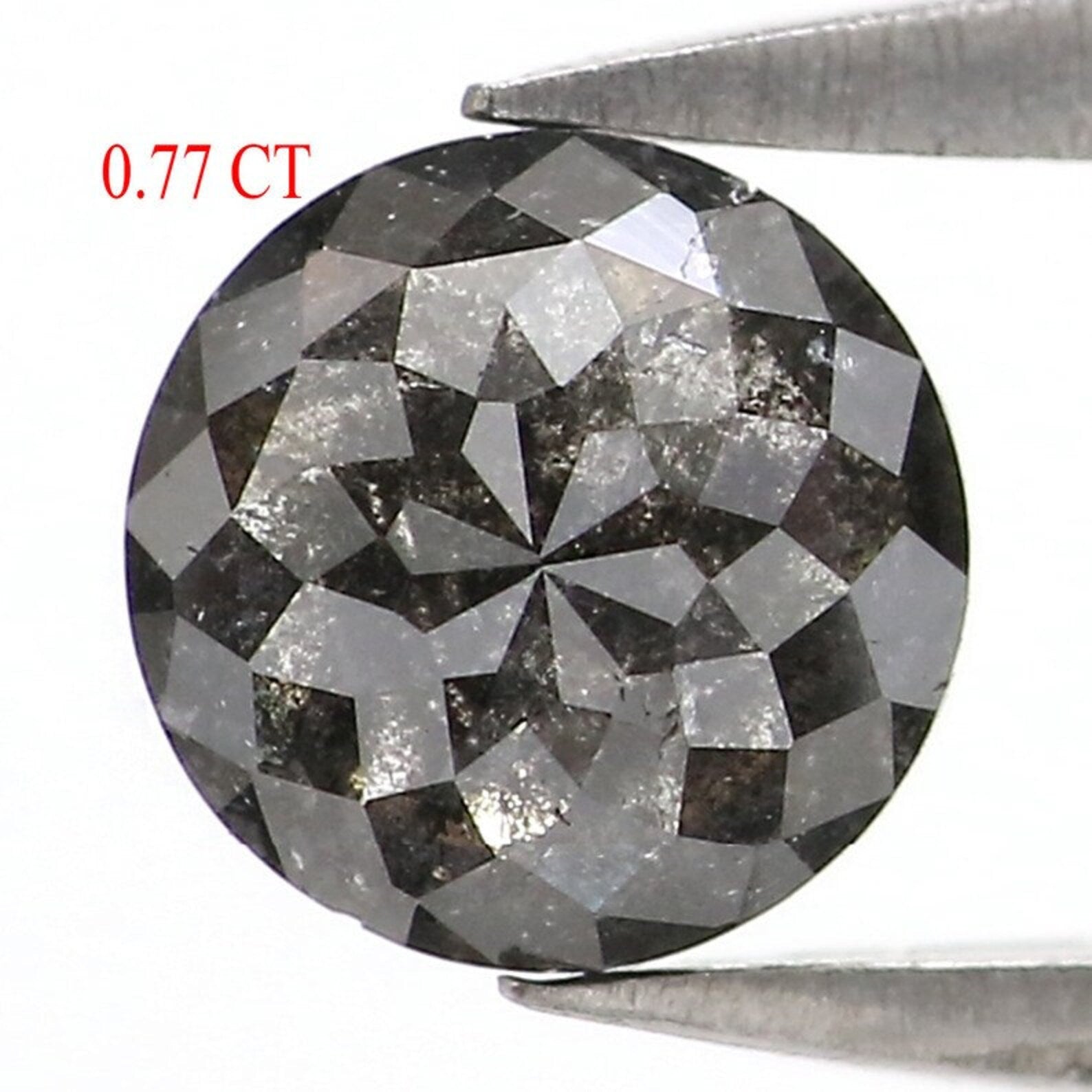 0.77 CT Natural Loose Round Cut Diamond Salt And Pepper Diamond 5.45 MM Natural Loose Diamond Black Grey Color Round Rose Cut Diamond NQ740
