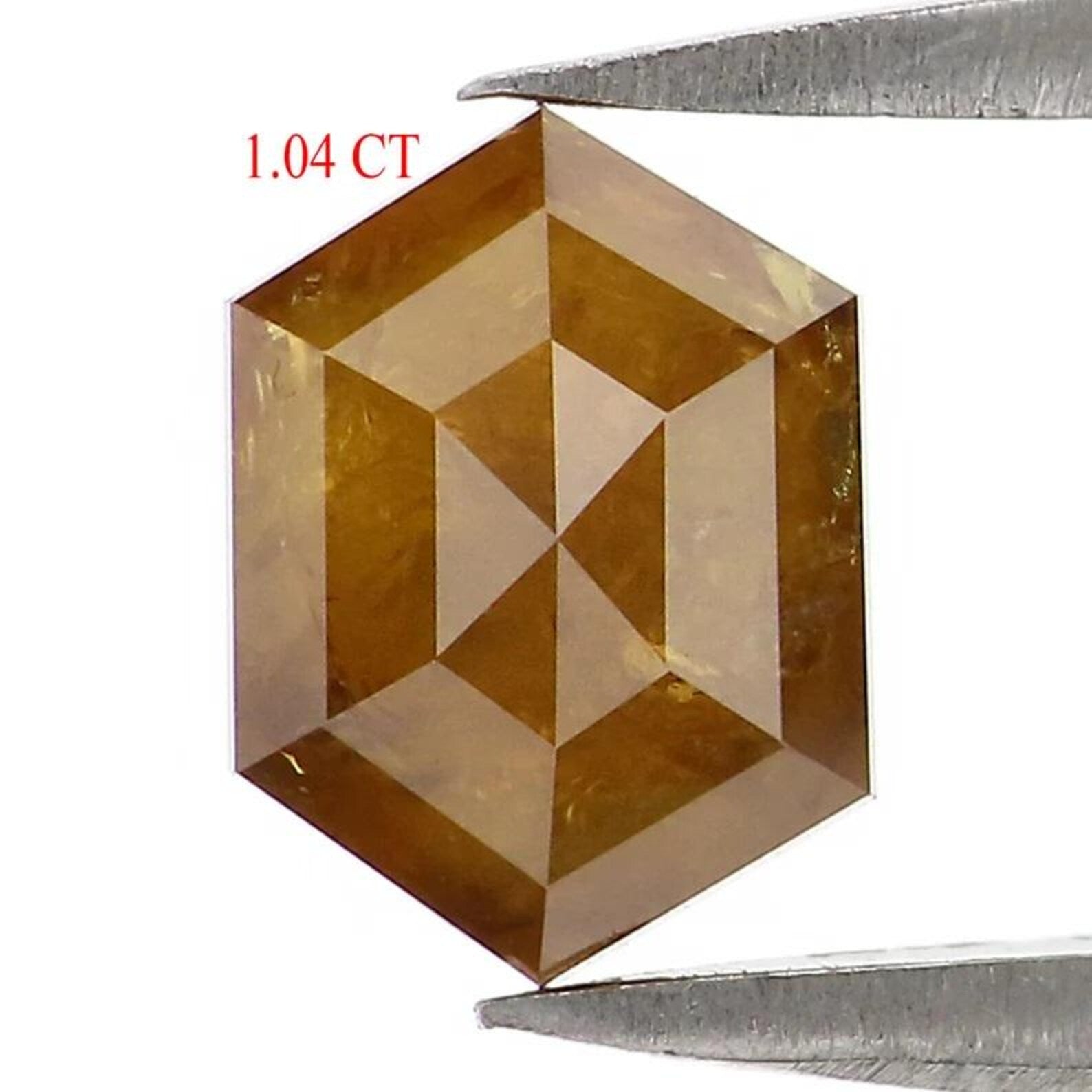 1.04 Ct Natural Loose Hexagon Shape Diamond Yellow Color Hexagon Diamond 7.05 MM Natural Loose Brown Color Hexagon Rose Cut Diamond NQ748