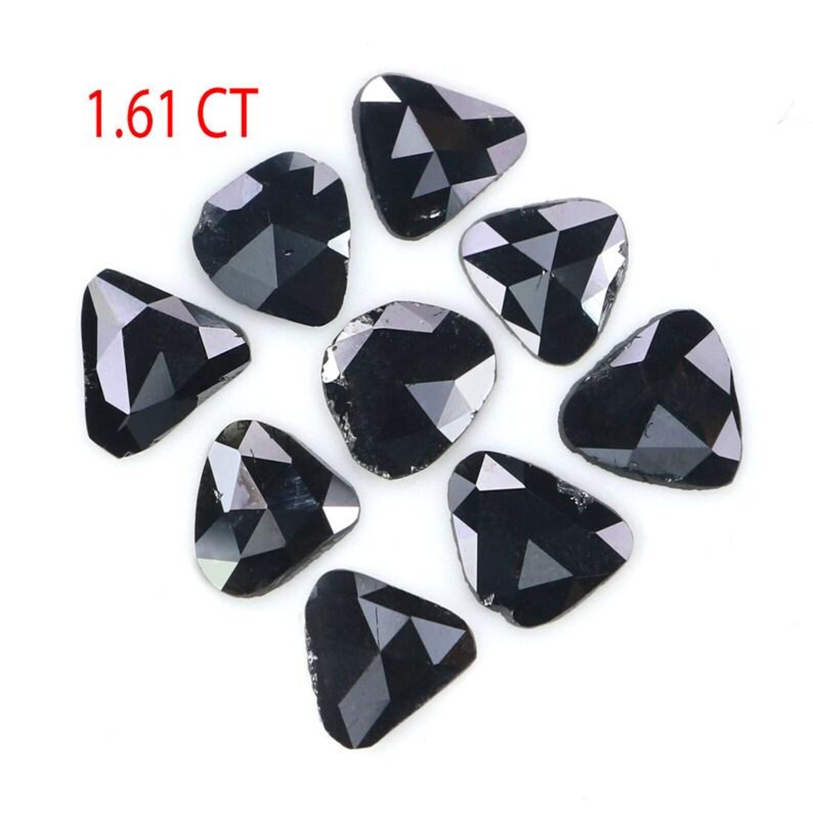 1.61 CT Natural Loose Slice Shape Diamond Black Color Irregular Cut Diamond 5.20 MM Natural Loose Black Color Slice Rose Cut Diamond NQ2191